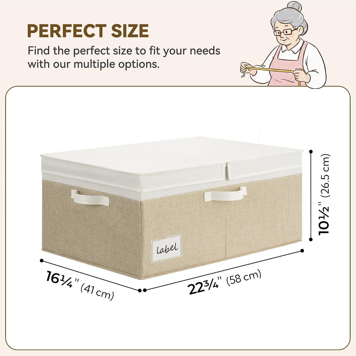 GRANNY SAYS Collapsible Fabric Storage Bins with Lids, Two-Tone White Top & Brown Bottom Closet Organizer Boxes, 2-Pack