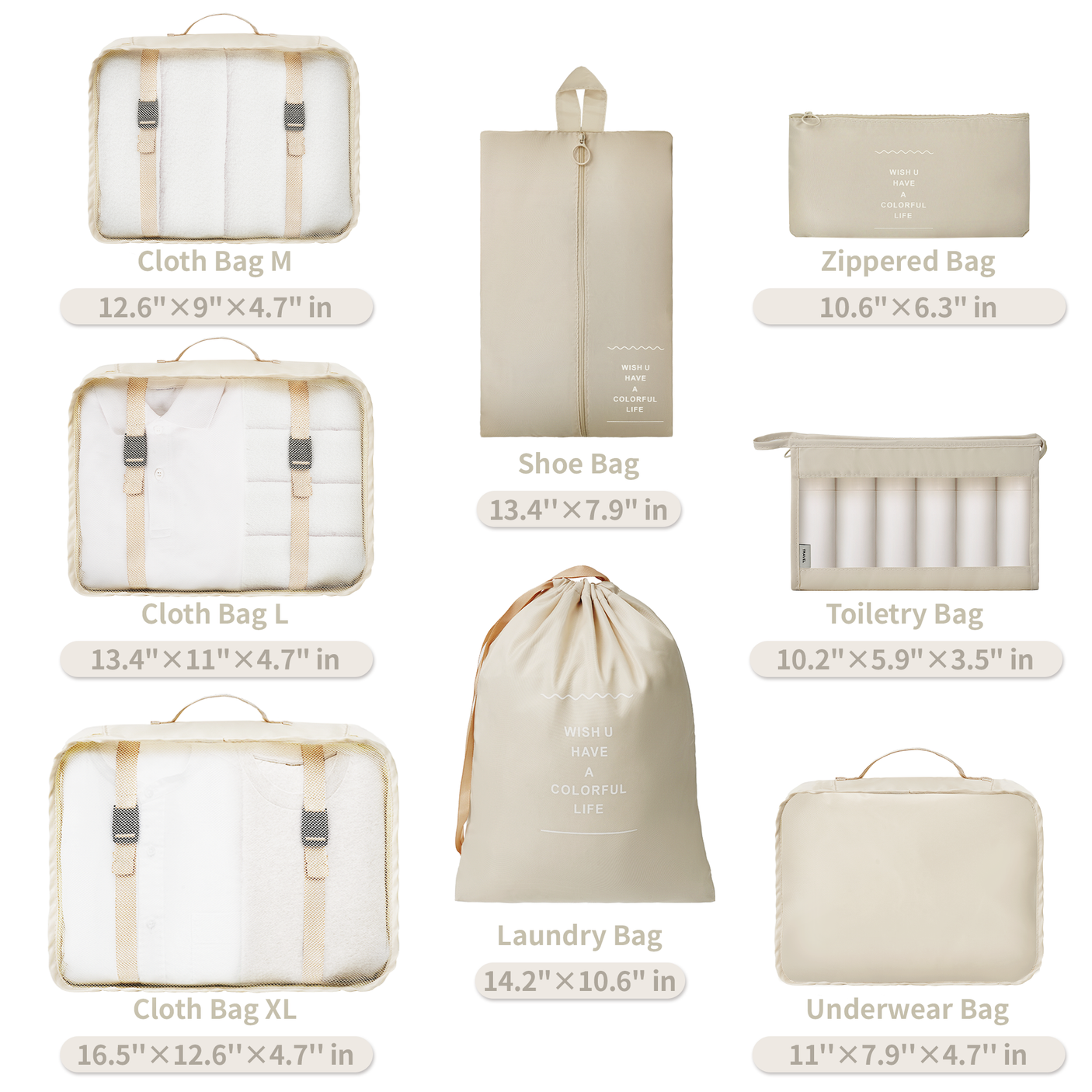 8 Set Packing Cubes for Carry on Suitcase