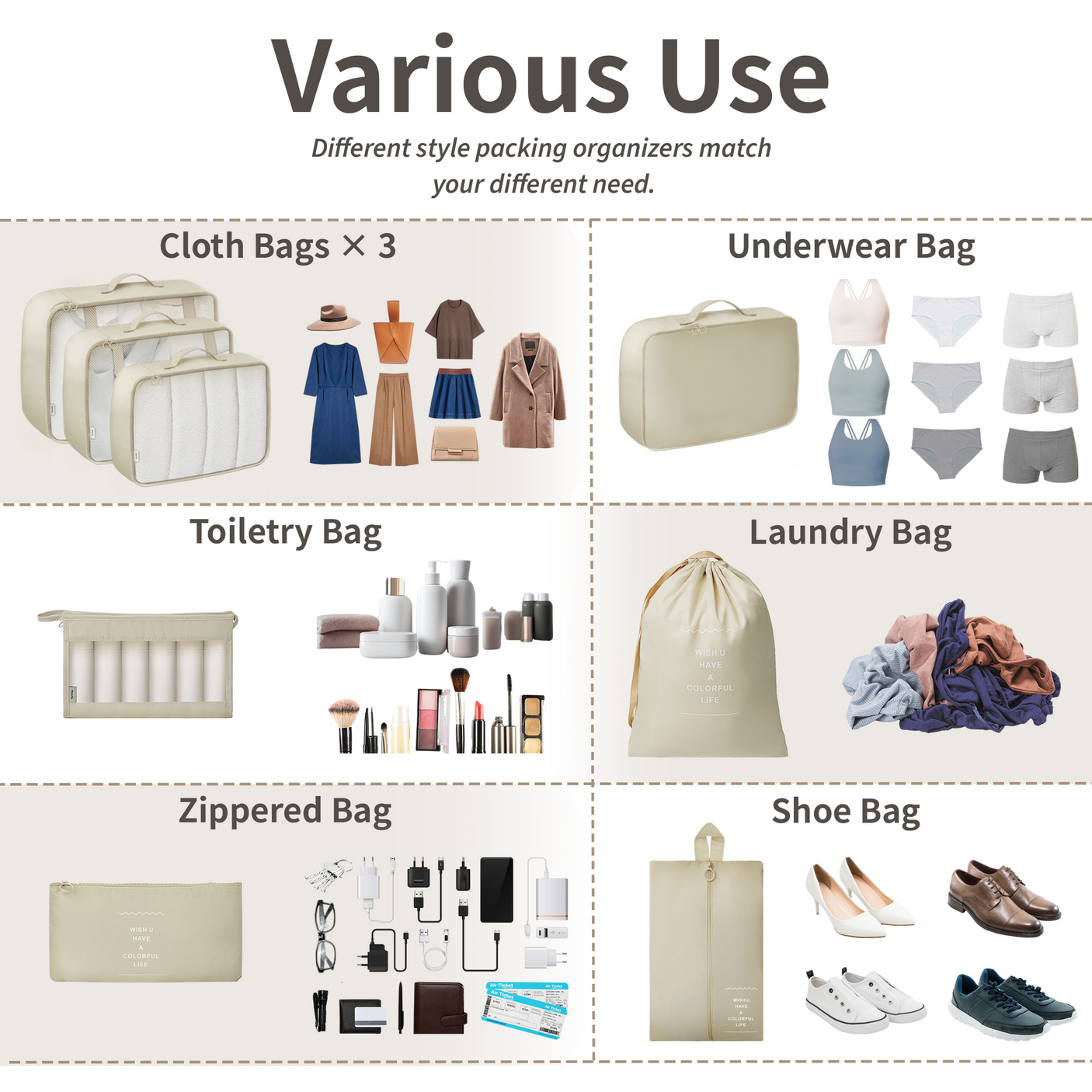 8 Set Packing Cubes for Carry on Suitcase