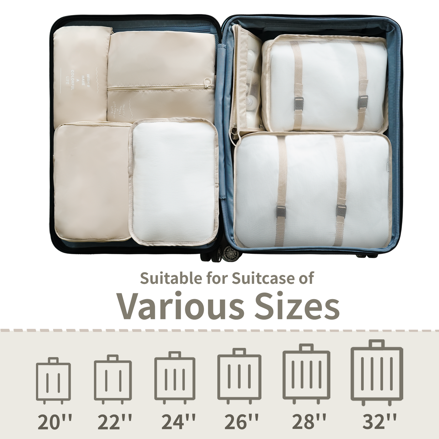 8 Set Packing Cubes for Carry on Suitcase