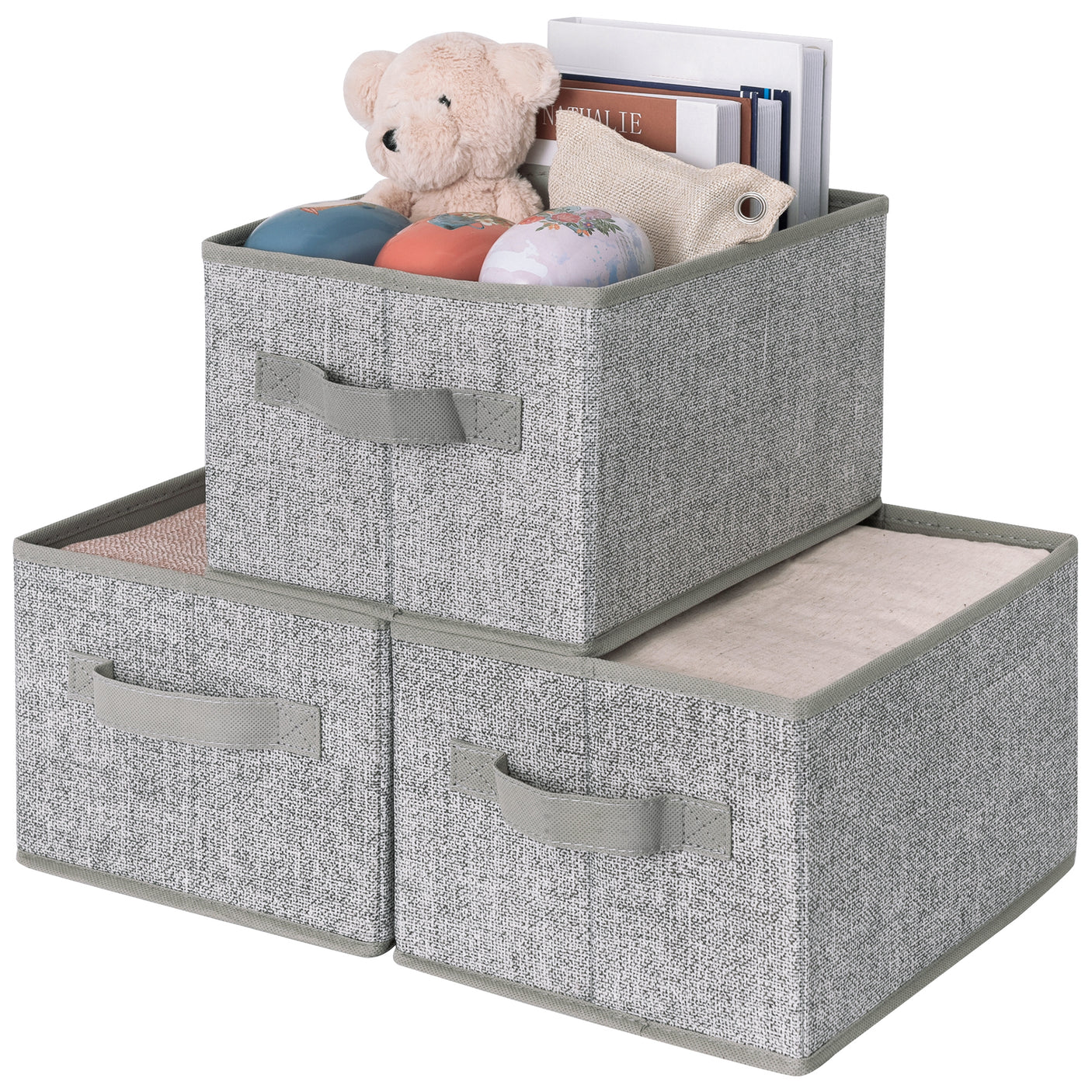 Lidless Fabric Storage Bin, 3 Pack