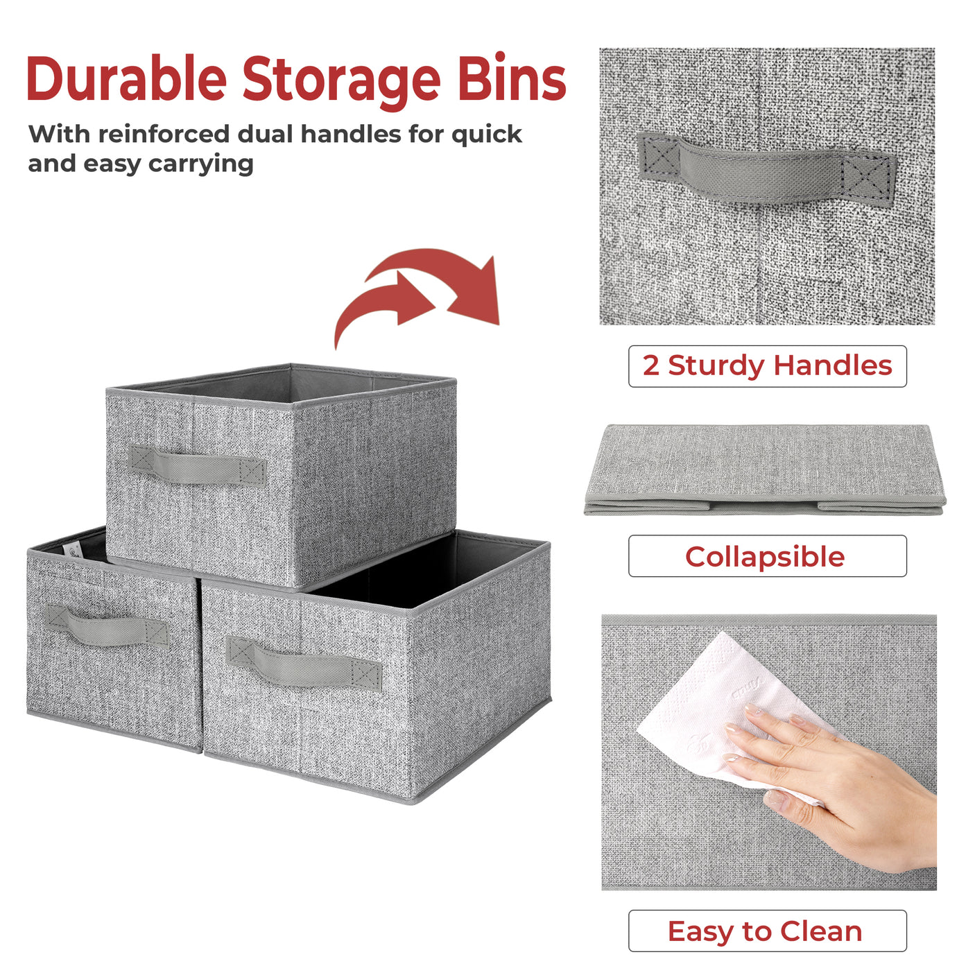 Granny‘s Grey Serice - 3 Packs Storage Bins for 3 Sizes