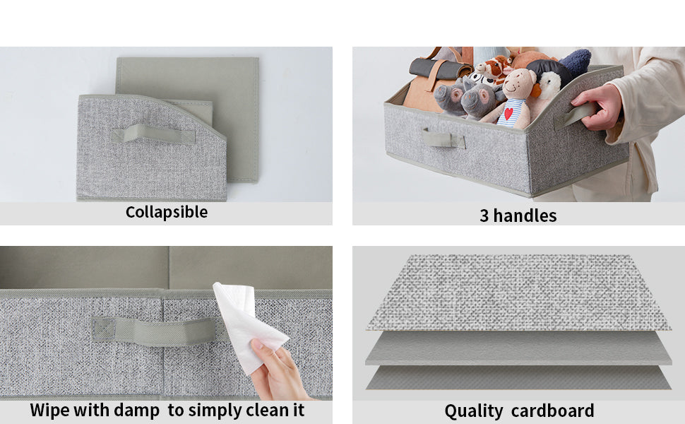 Trapezoid Storage Baskets with 3 Handles, 3 Pack