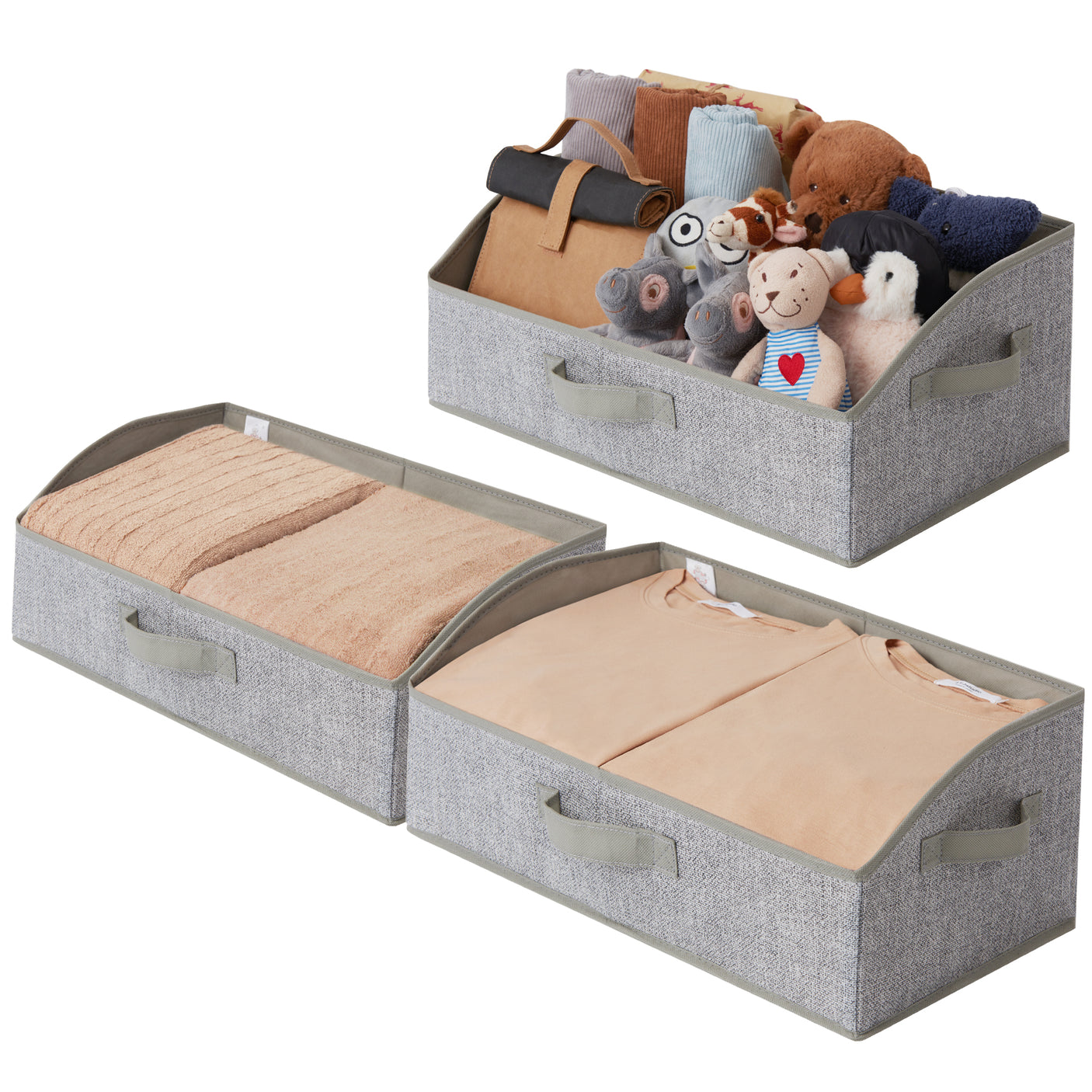 Trapezoid Storage Baskets with 3 Handles, 3 Pack