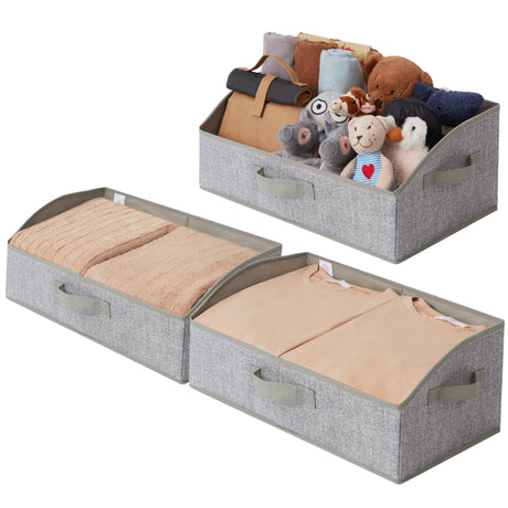 Trapezoid Storage Baskets with 3 Handles, 3 Pack