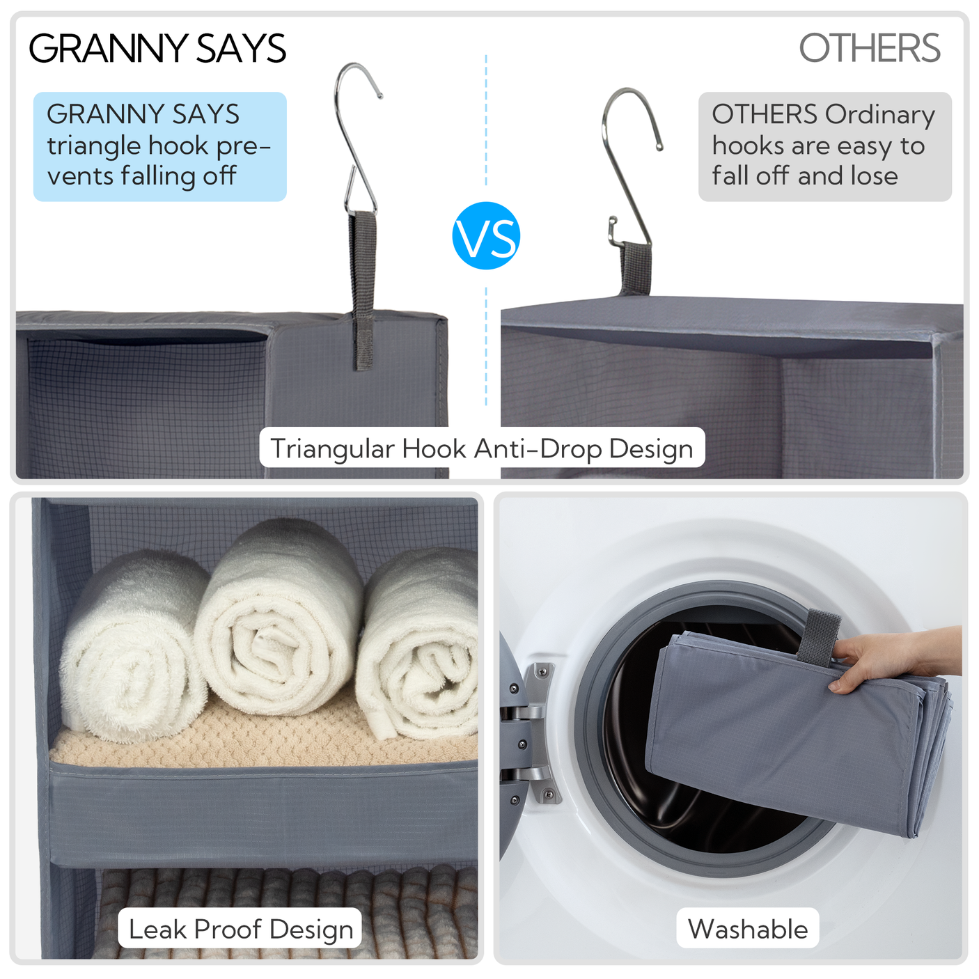 3-Shelf Foldable Hanging Shelves, 2 Pack