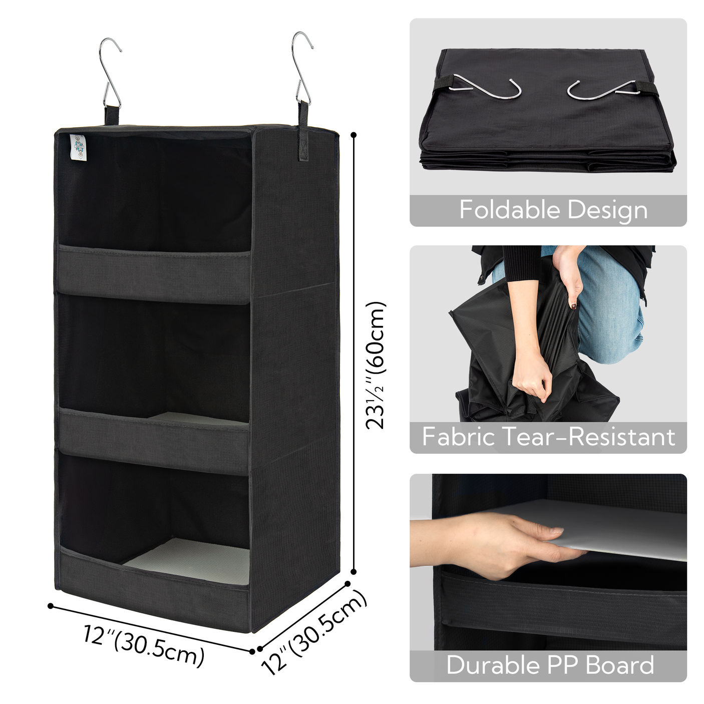 3-Shelf Foldable Hanging Shelves, 2 Pack