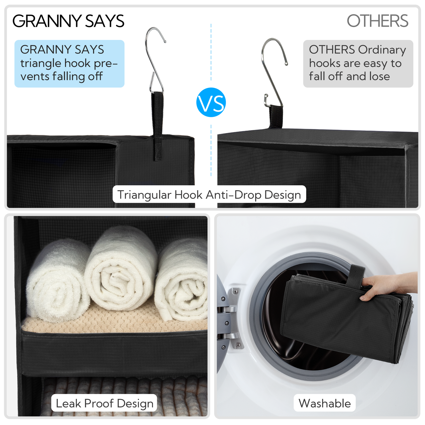 3-Shelf Foldable Hanging Shelves, 2 Pack