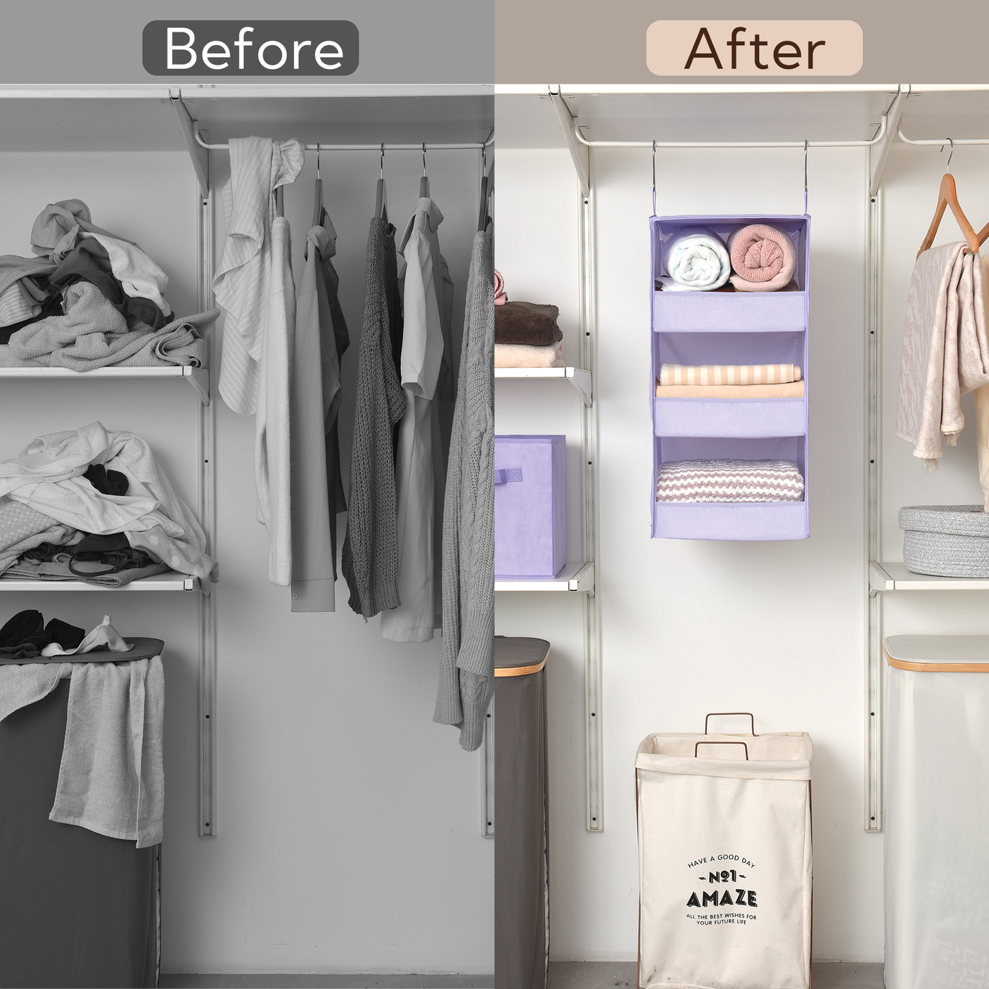 ๐3-Shelf Hanging Closet Organizer