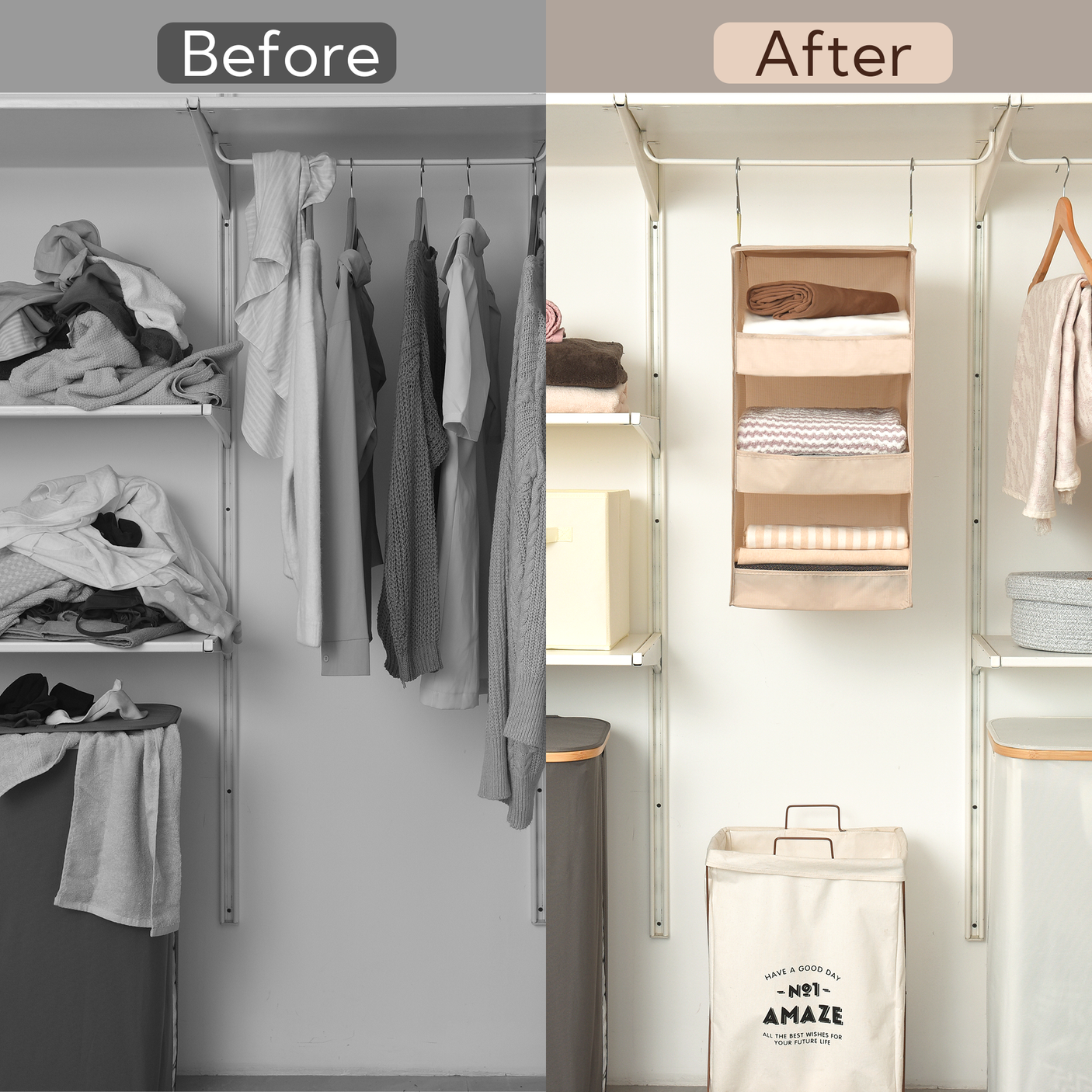 ๐3-Shelf Hanging Closet Organizer