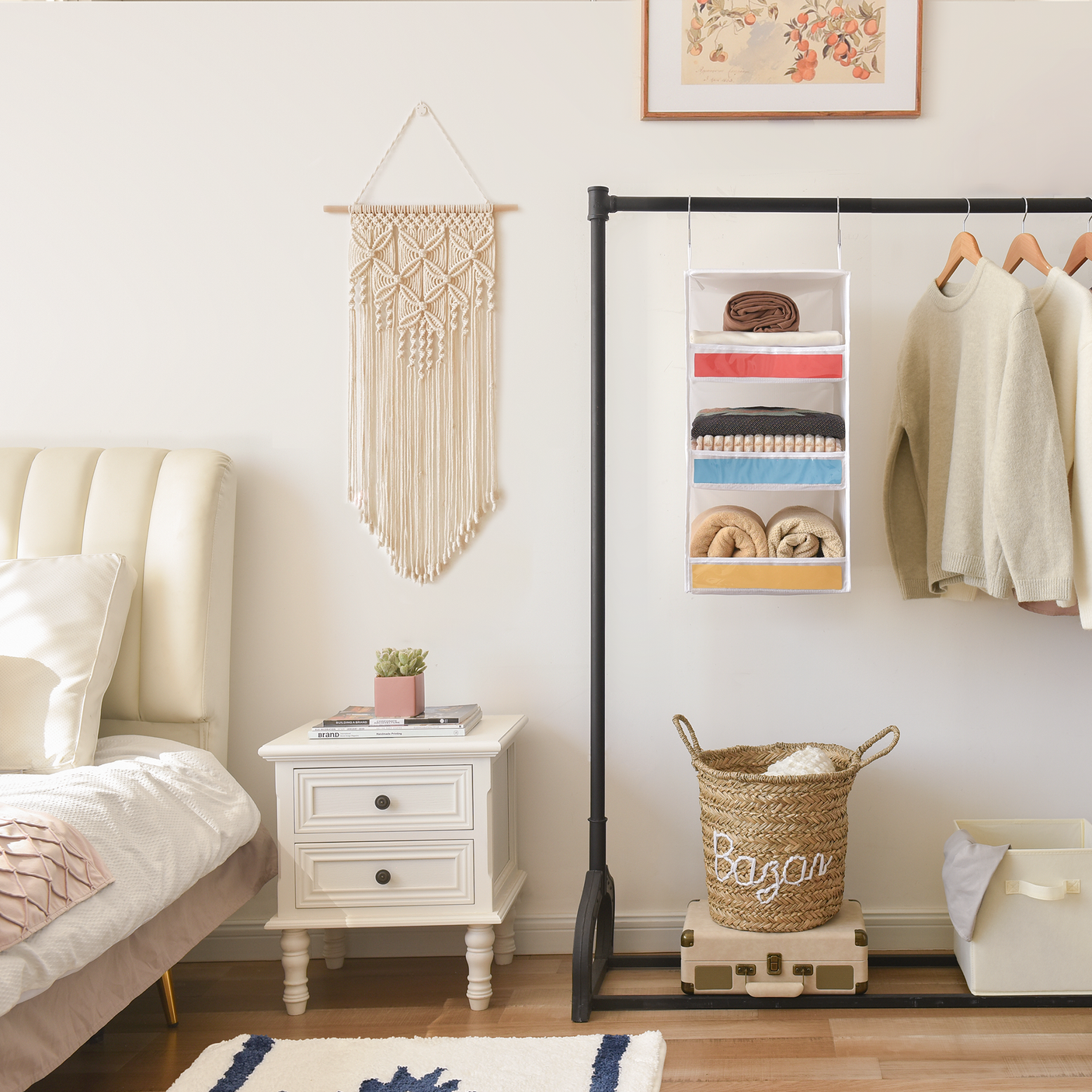 ๐3-Shelf Hanging Closet Organizer