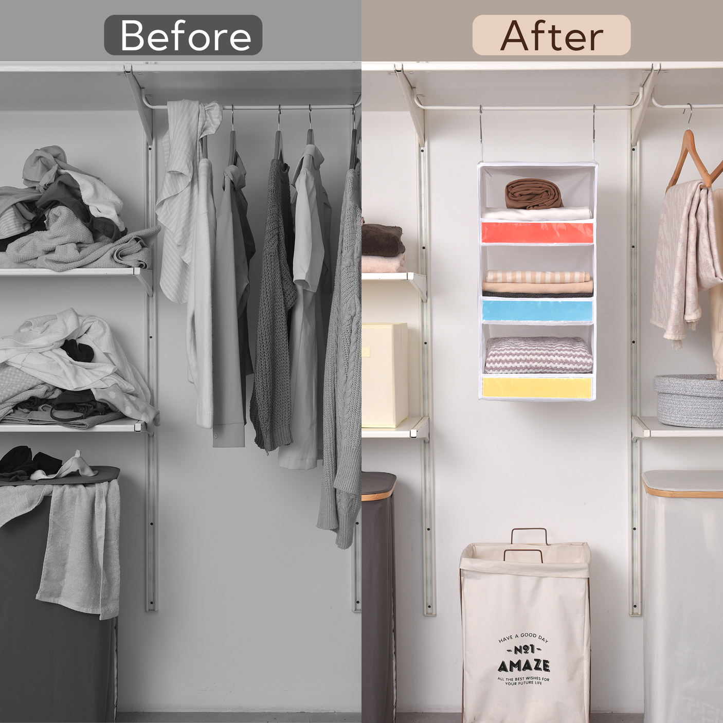 ๐3-Shelf Hanging Closet Organizer