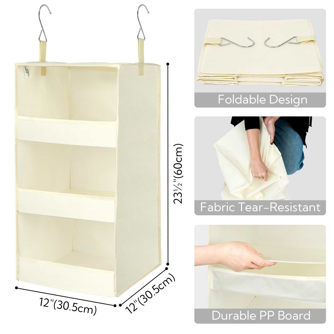 3-Shelf Foldable Hanging Shelves, 2 Pack