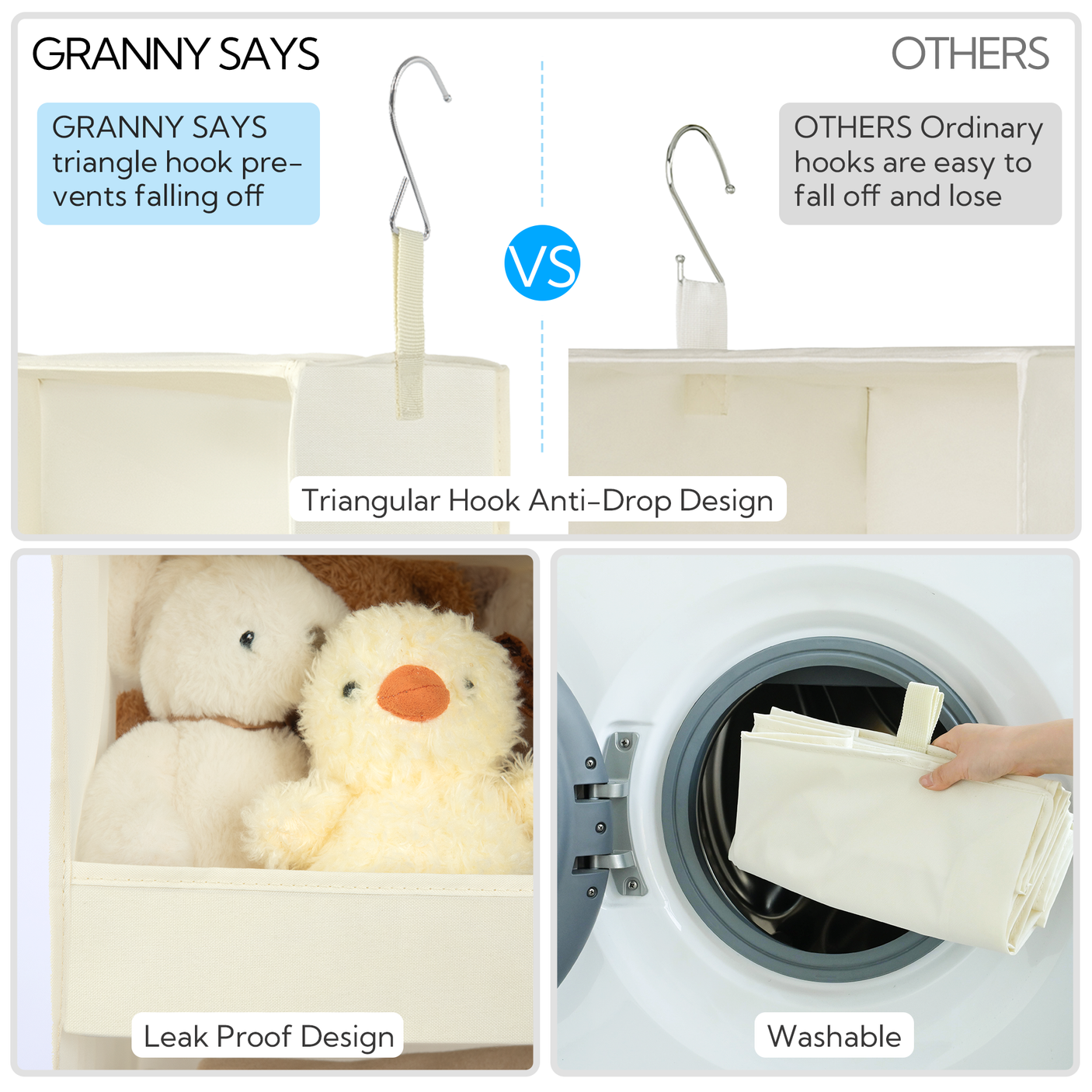 3-Shelf Foldable Hanging Shelves, 2 Pack