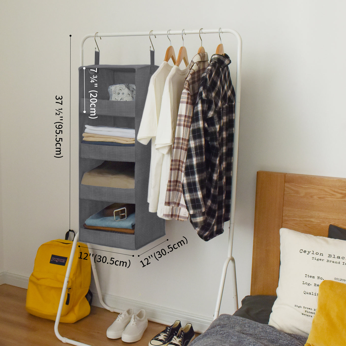 4-Shelf Fabric Hanging Organizer, 2 Pack