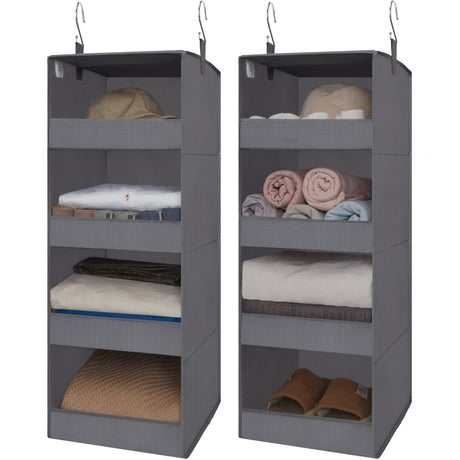 4-Shelf Fabric Hanging Organizer, 2 Pack