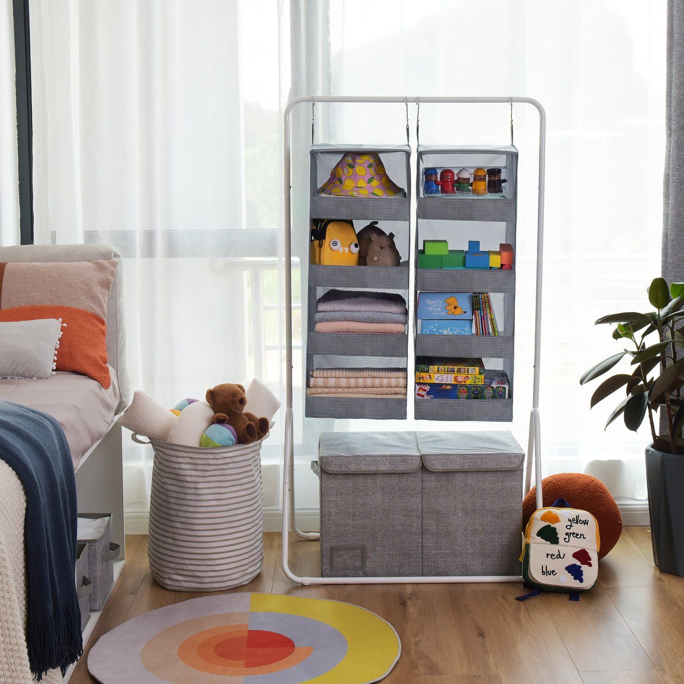 4-Shelf Fabric Hanging Organizer, 2 Pack