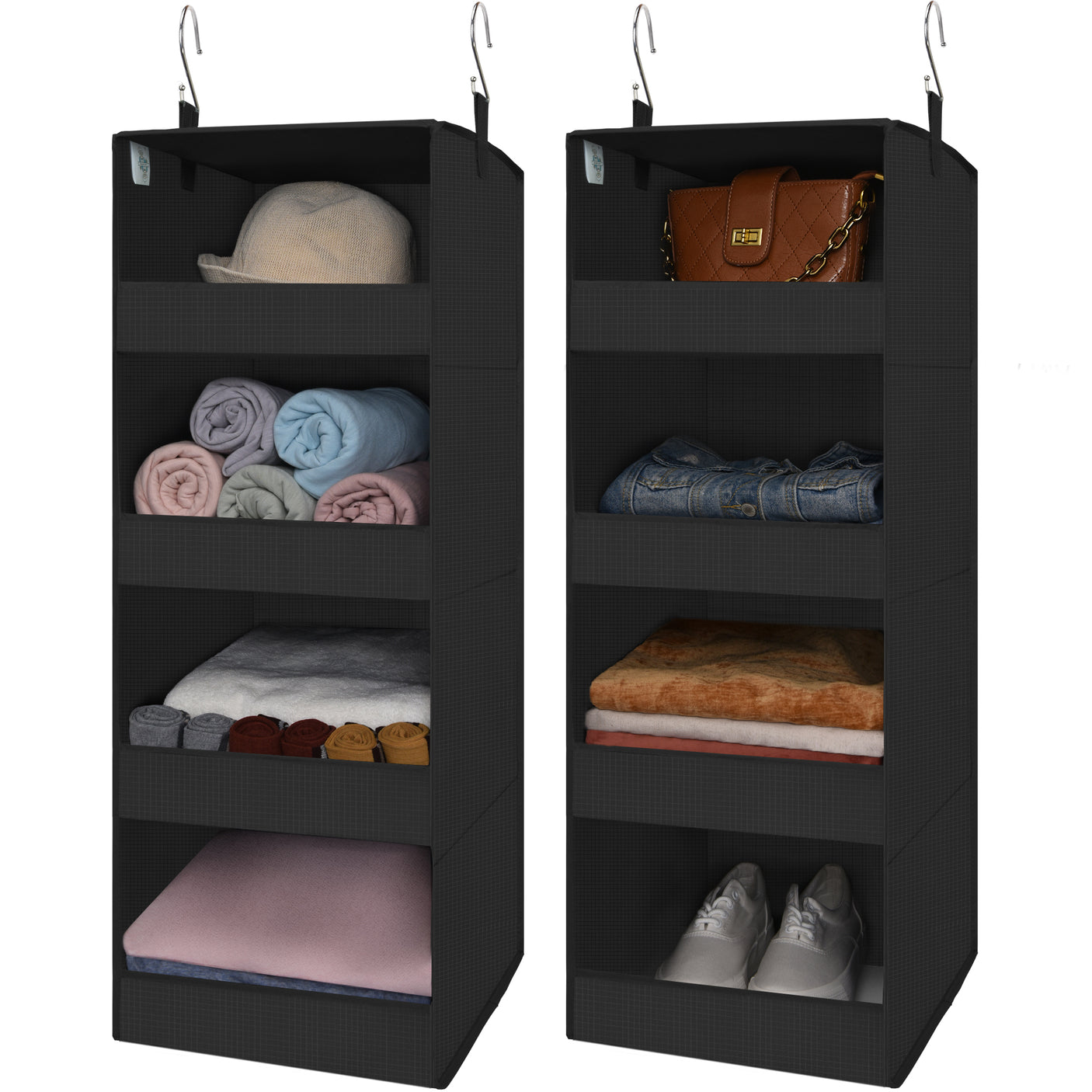 4-Shelf Fabric Hanging Organizer, 2 Pack