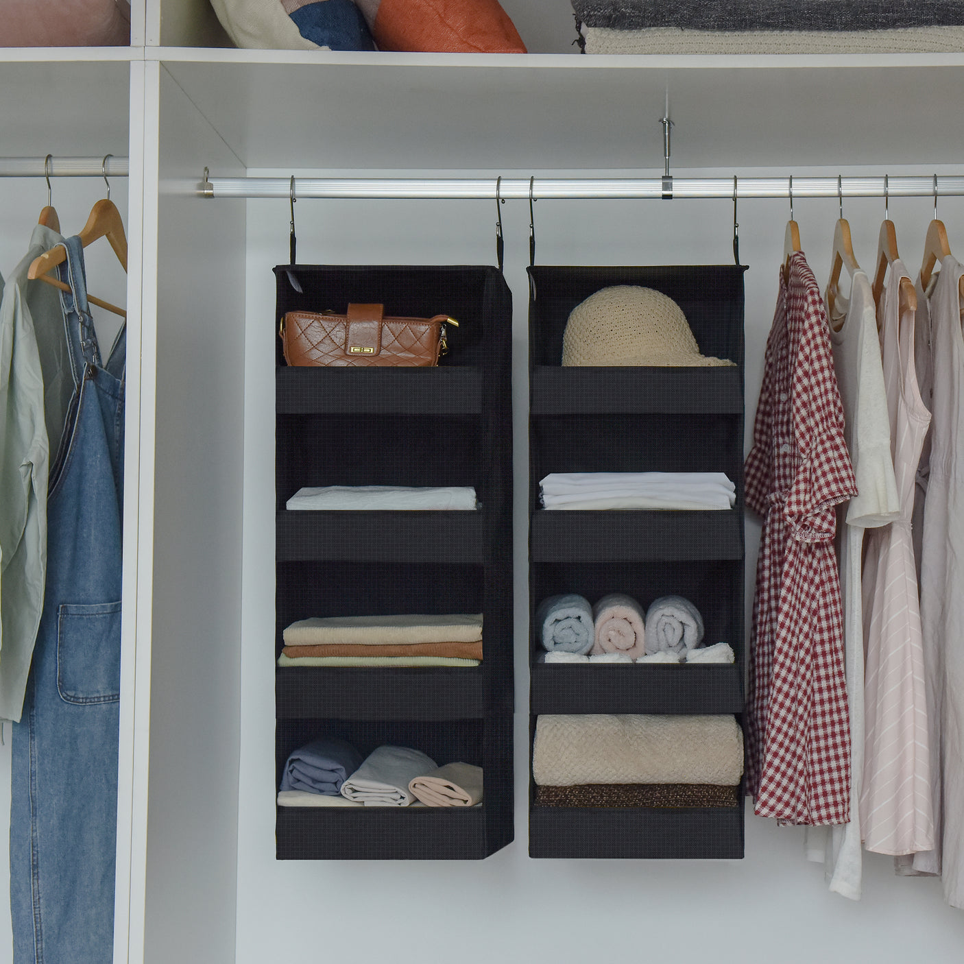 4-Shelf Fabric Hanging Organizer, 2 Pack