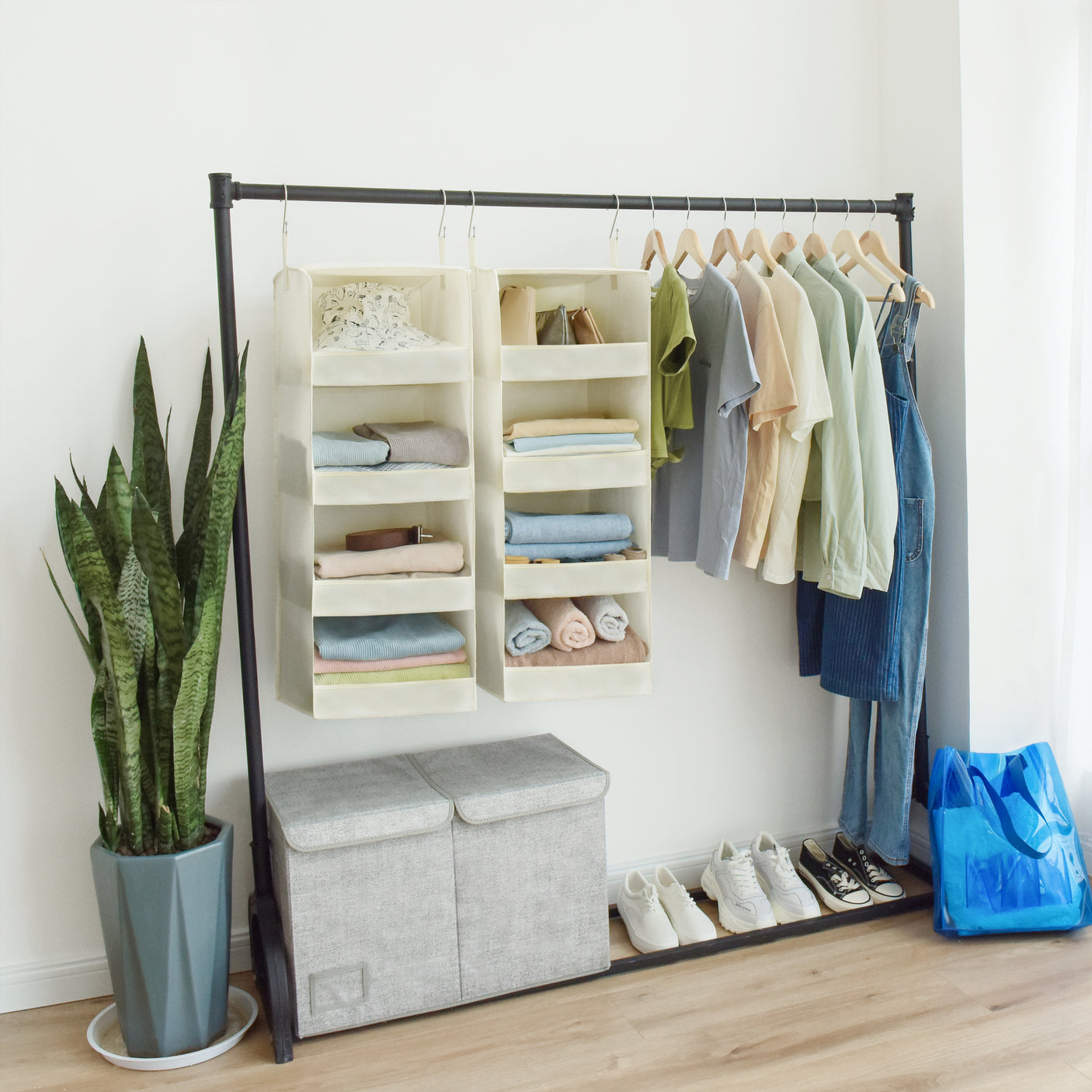 4-Shelf Fabric Hanging Organizer, 2 Pack