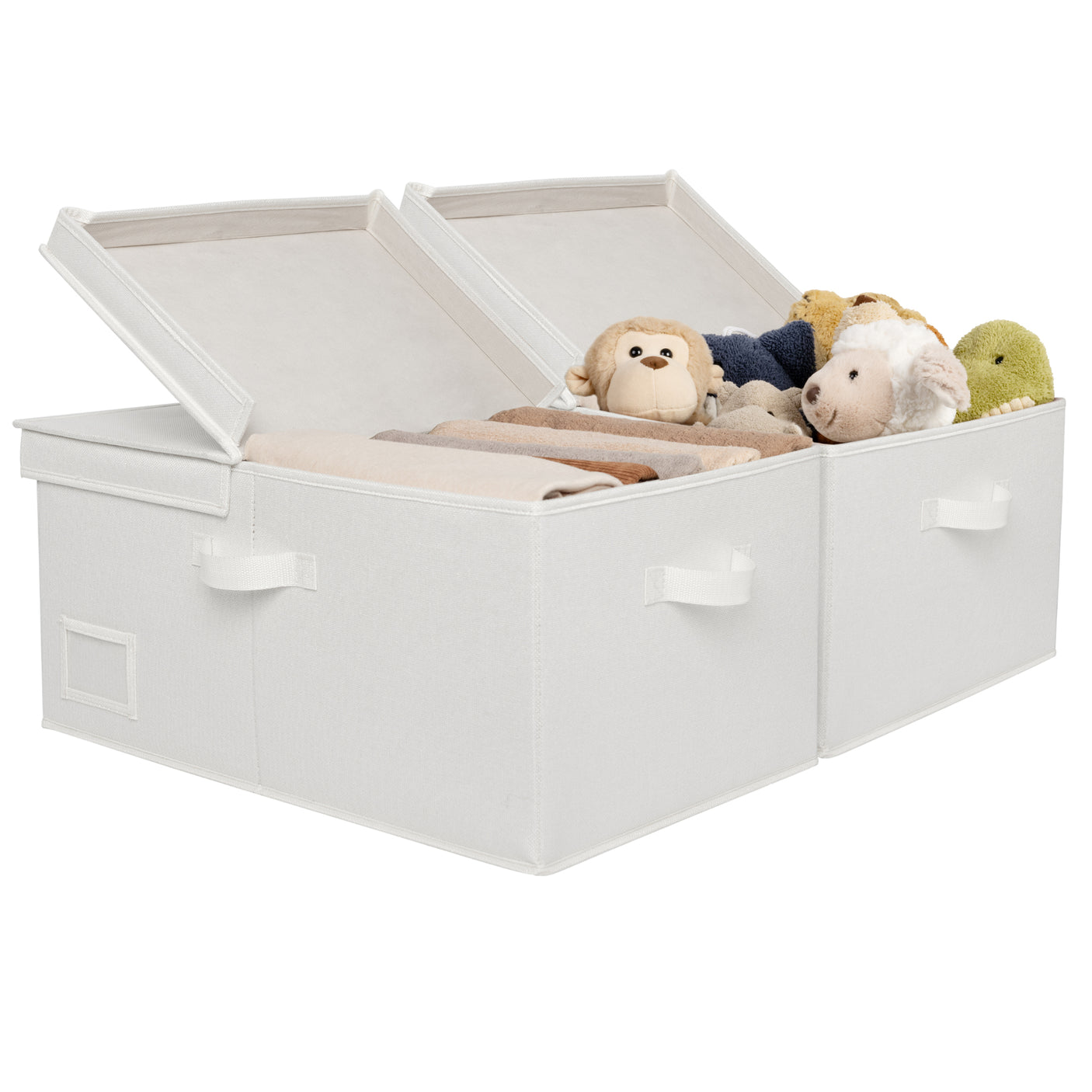 Jumbo Fabric Storage Bin with Double-open Lid 2-Pack