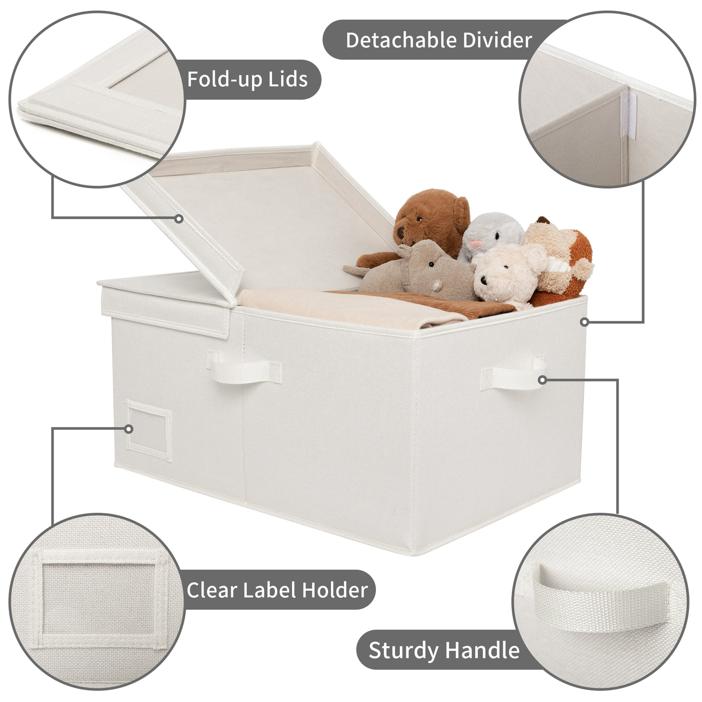 Jumbo Fabric Storage Bin with Double-open Lid 2-Pack