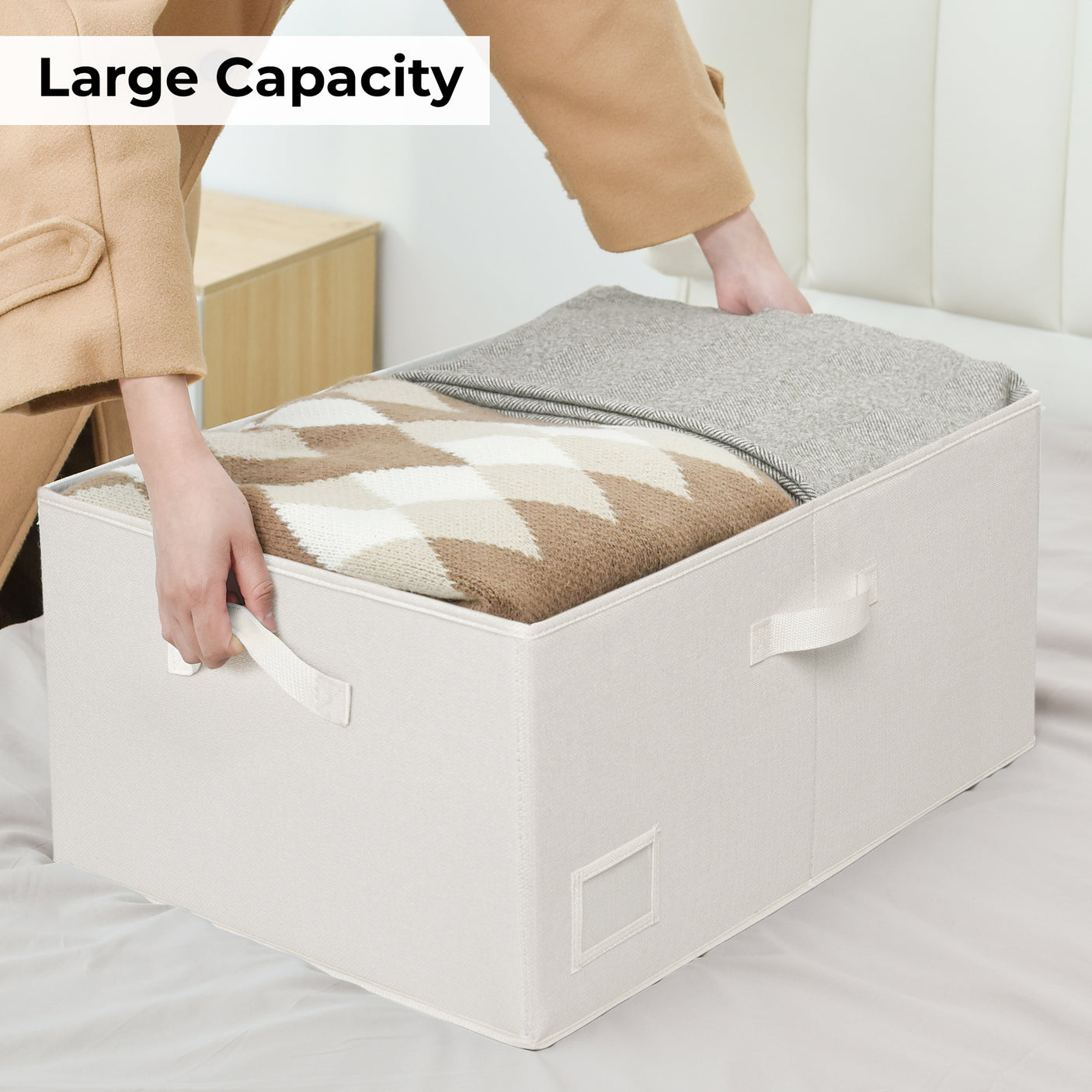 Jumbo Fabric Storage Bin with Double-open Lid 2-Pack