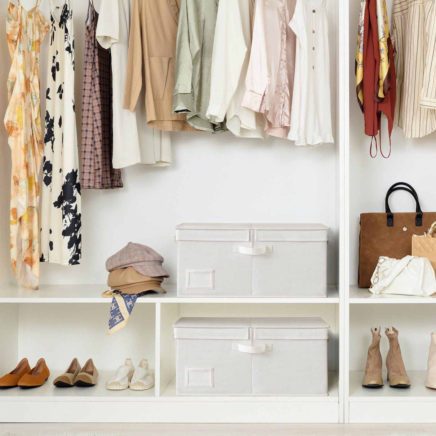 Jumbo Fabric Storage Bin with Double-open Lid 2-Pack