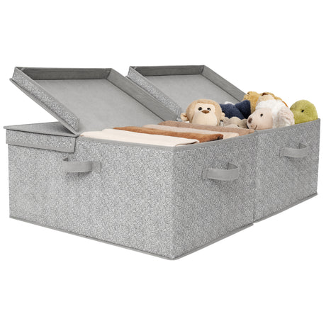 Jumbo Fabric Storage Bin with Double-open Lid 2-Pack