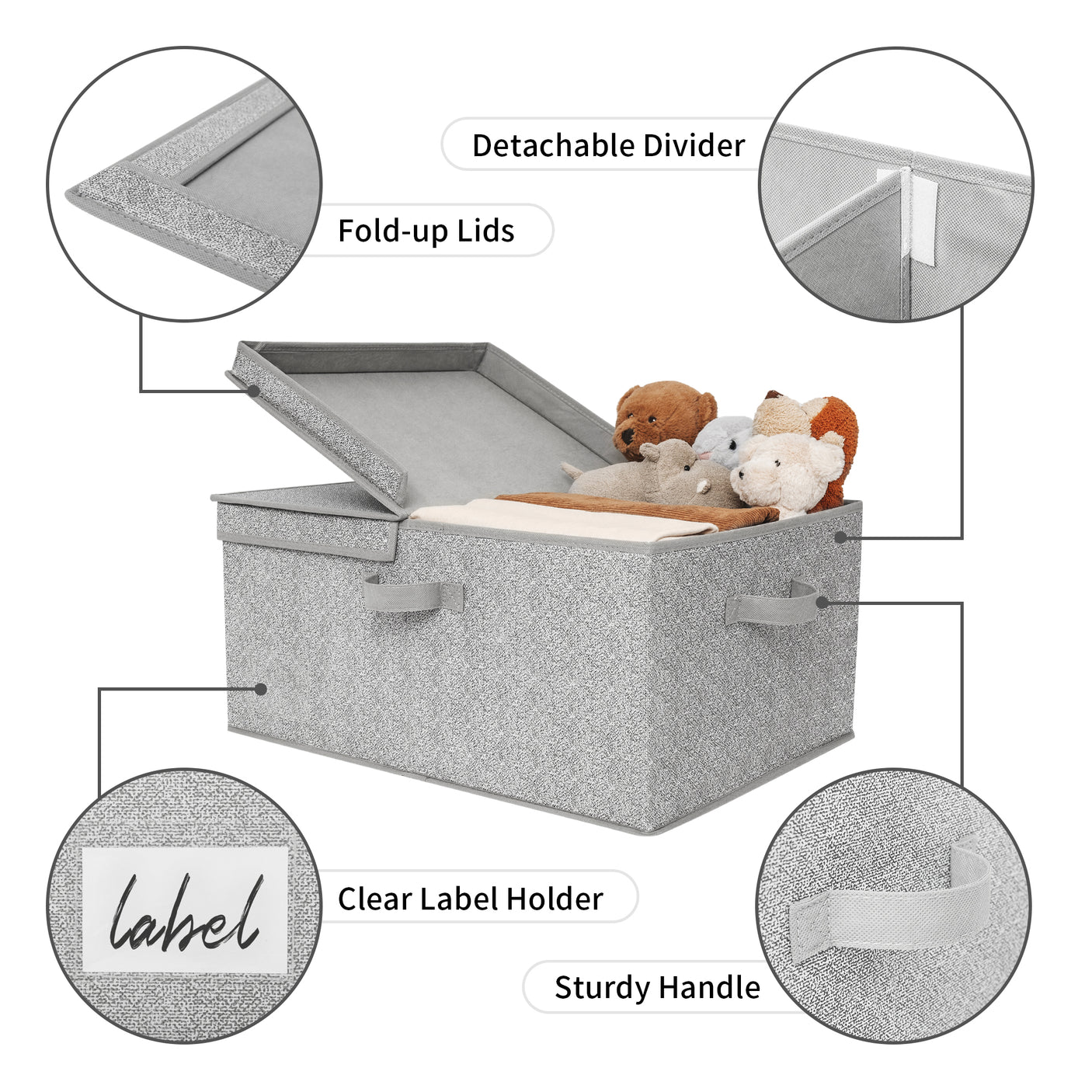 Jumbo Fabric Storage Bin with Double-open Lid 2-Pack