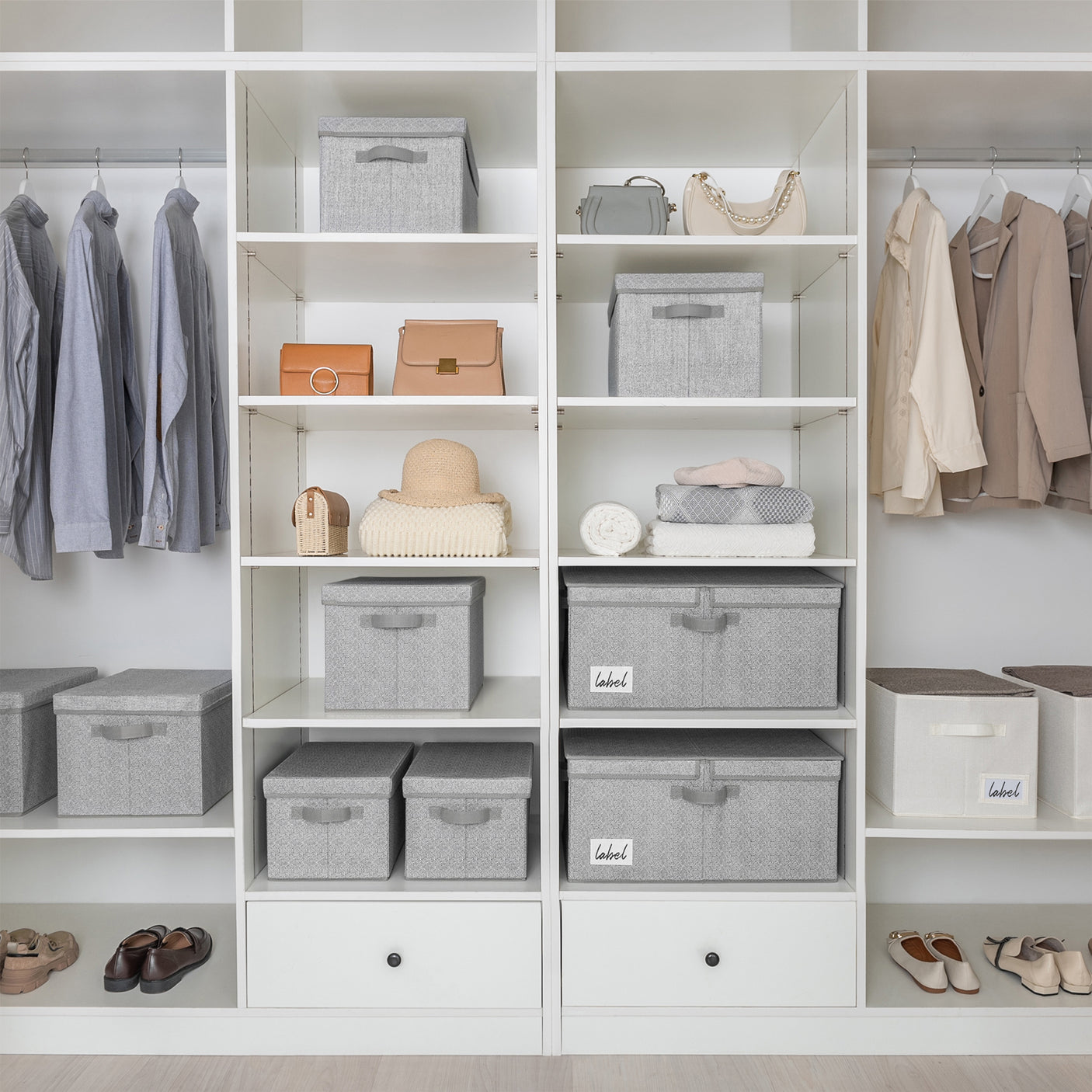 Jumbo Fabric Storage Bin with Double-open Lid 2-Pack