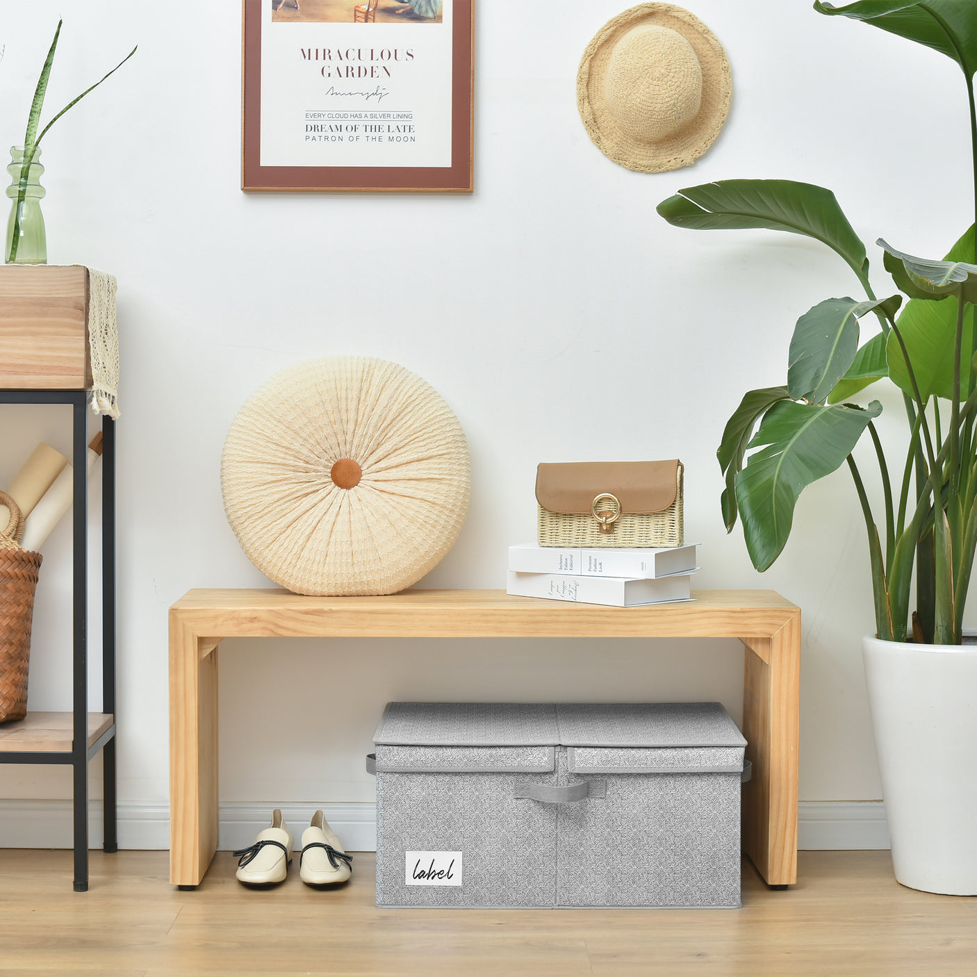 Jumbo Fabric Storage Bin with Double-open Lid 2-Pack