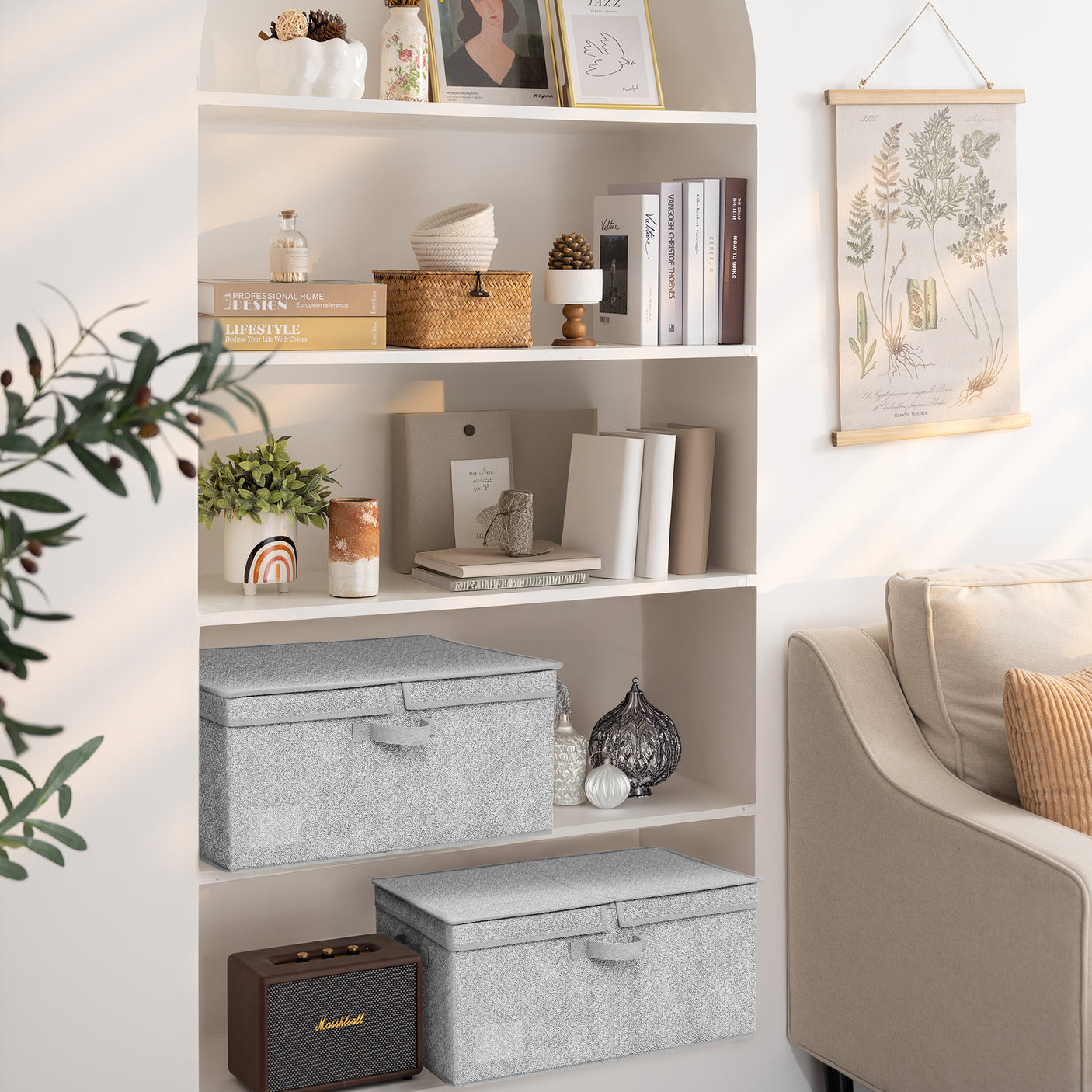 Jumbo Fabric Storage Bin with Double-open Lid 2-Pack