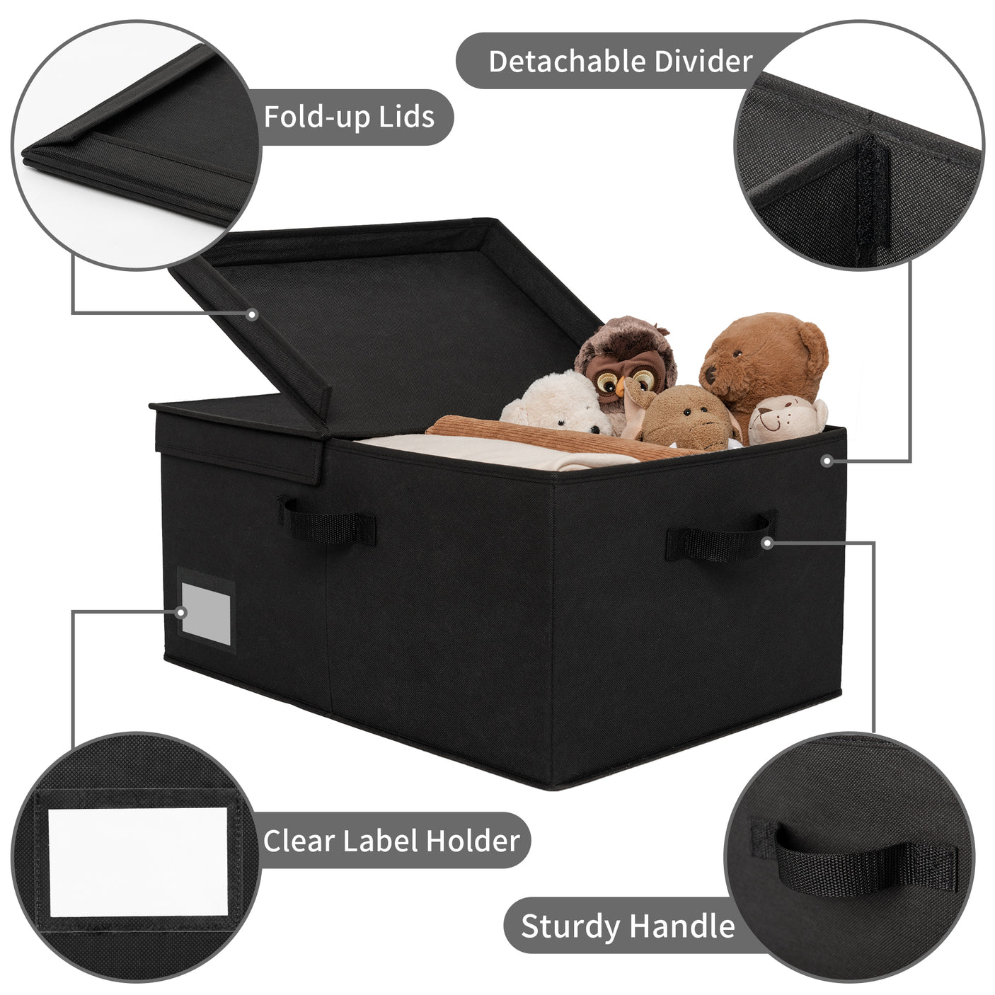 Jumbo Fabric Storage Bin with Double-open Lid