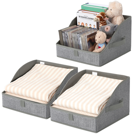 Trapezoid Storage Baskets with 3 Handles, 3 Pack
