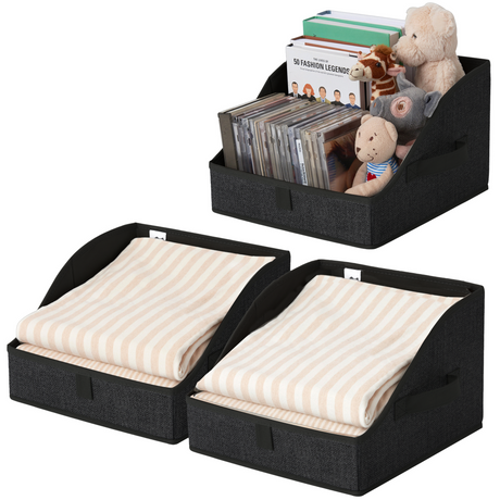 Trapezoid Storage Baskets with 3 Handles, 3 Pack