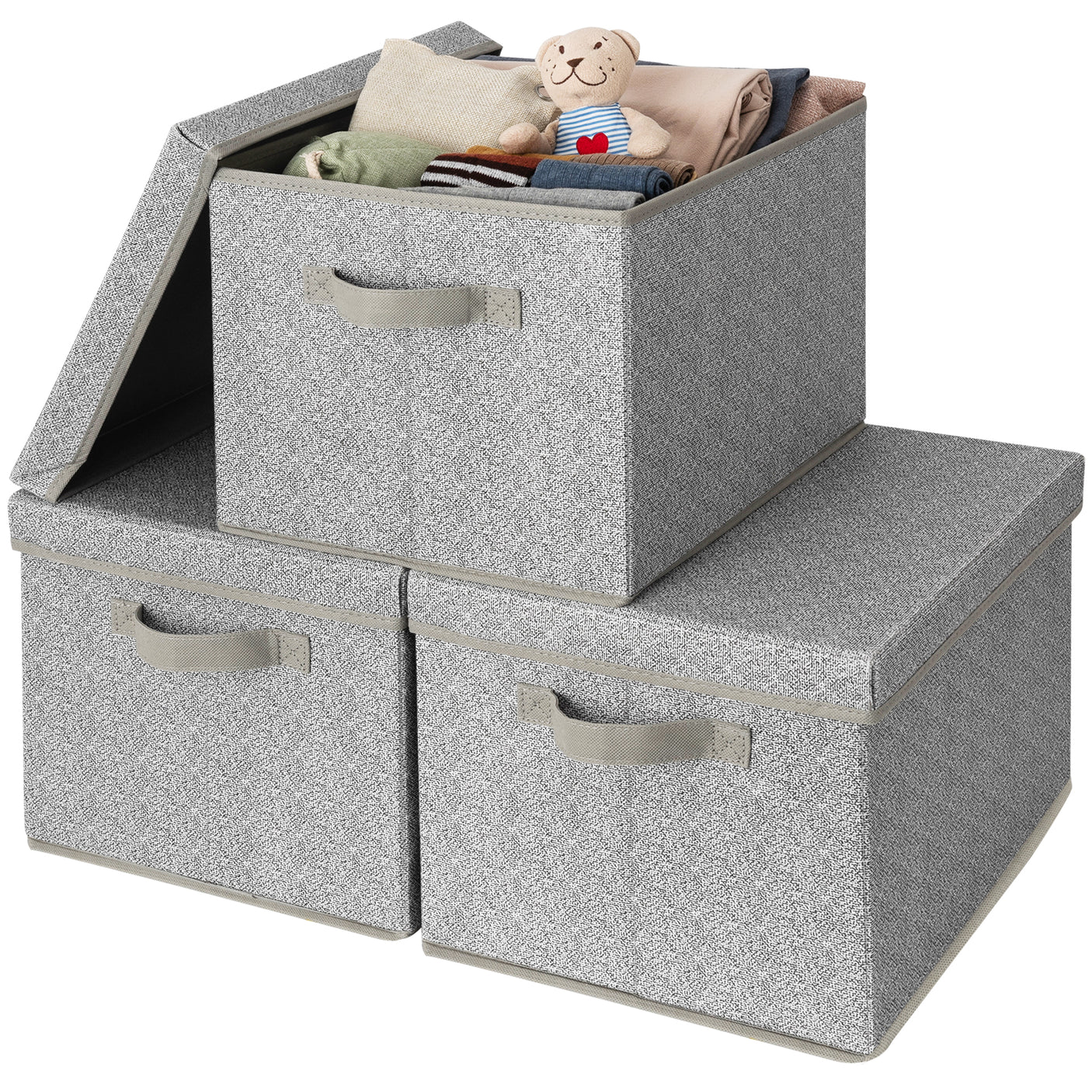 Fabric Storage Bins with Lids, 3 Pack