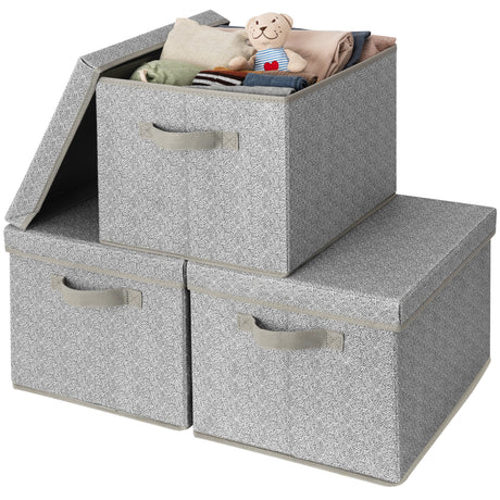 Fabric Storage Bins with Lids, 3 Pack
