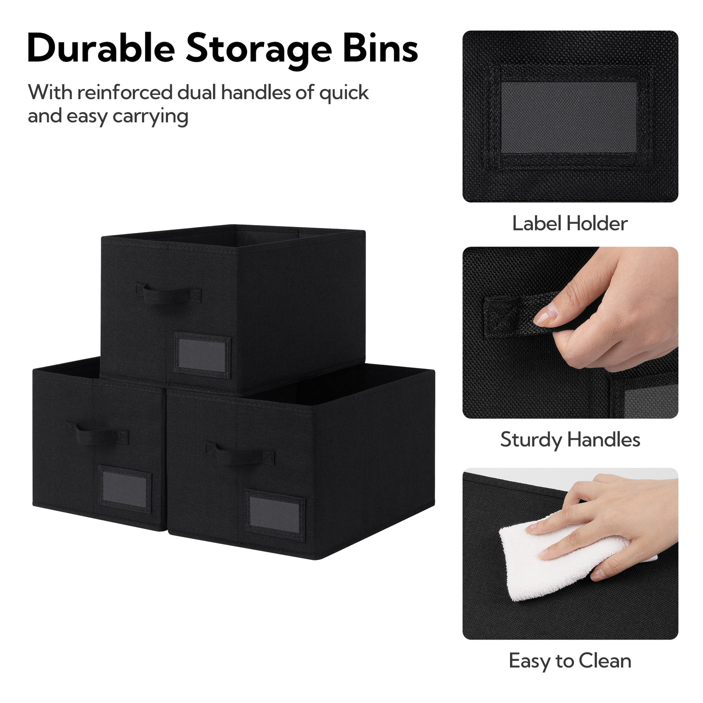 Lidless Fabric Storage Bin with Label Holder