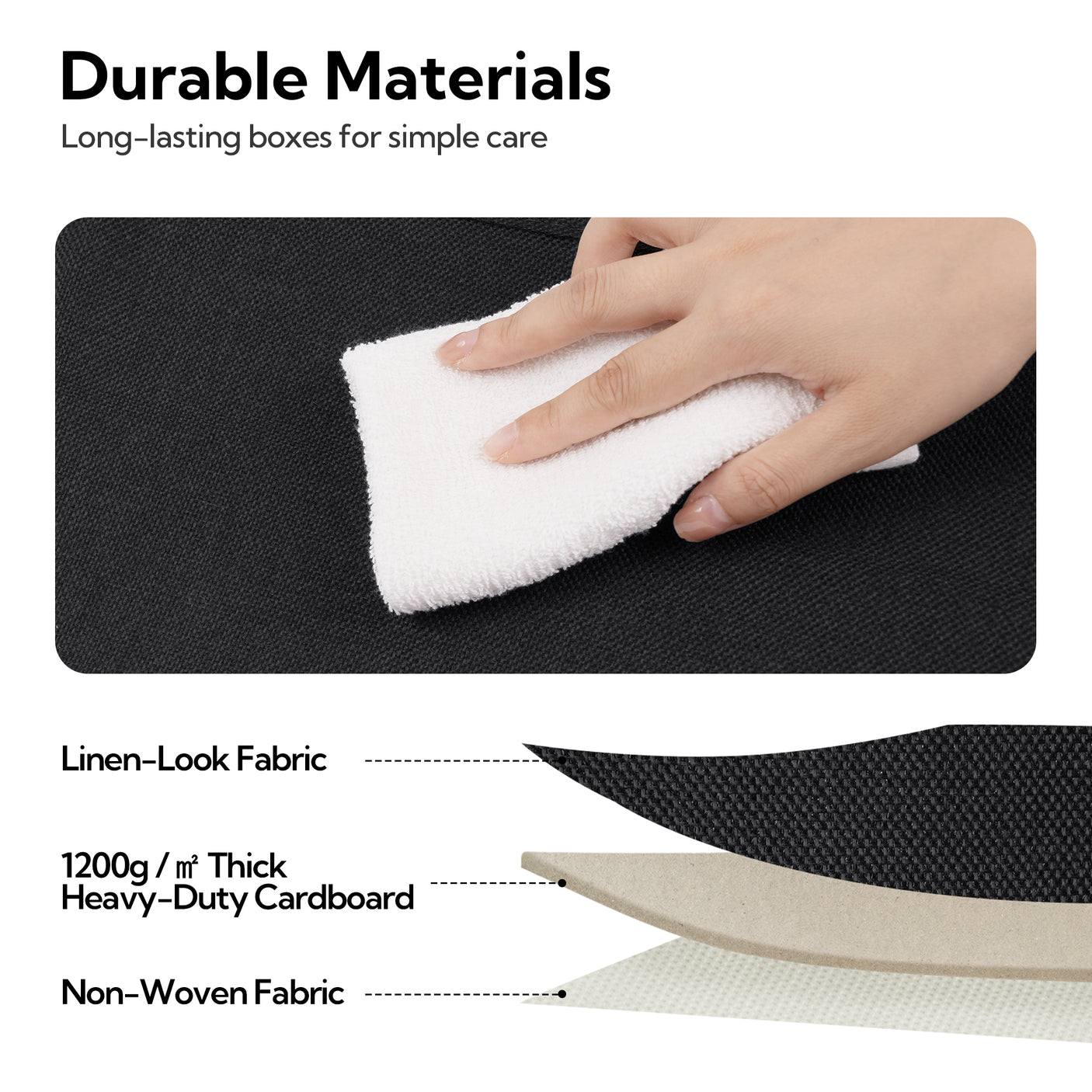 Lidless Fabric Storage Bin with Label Holder