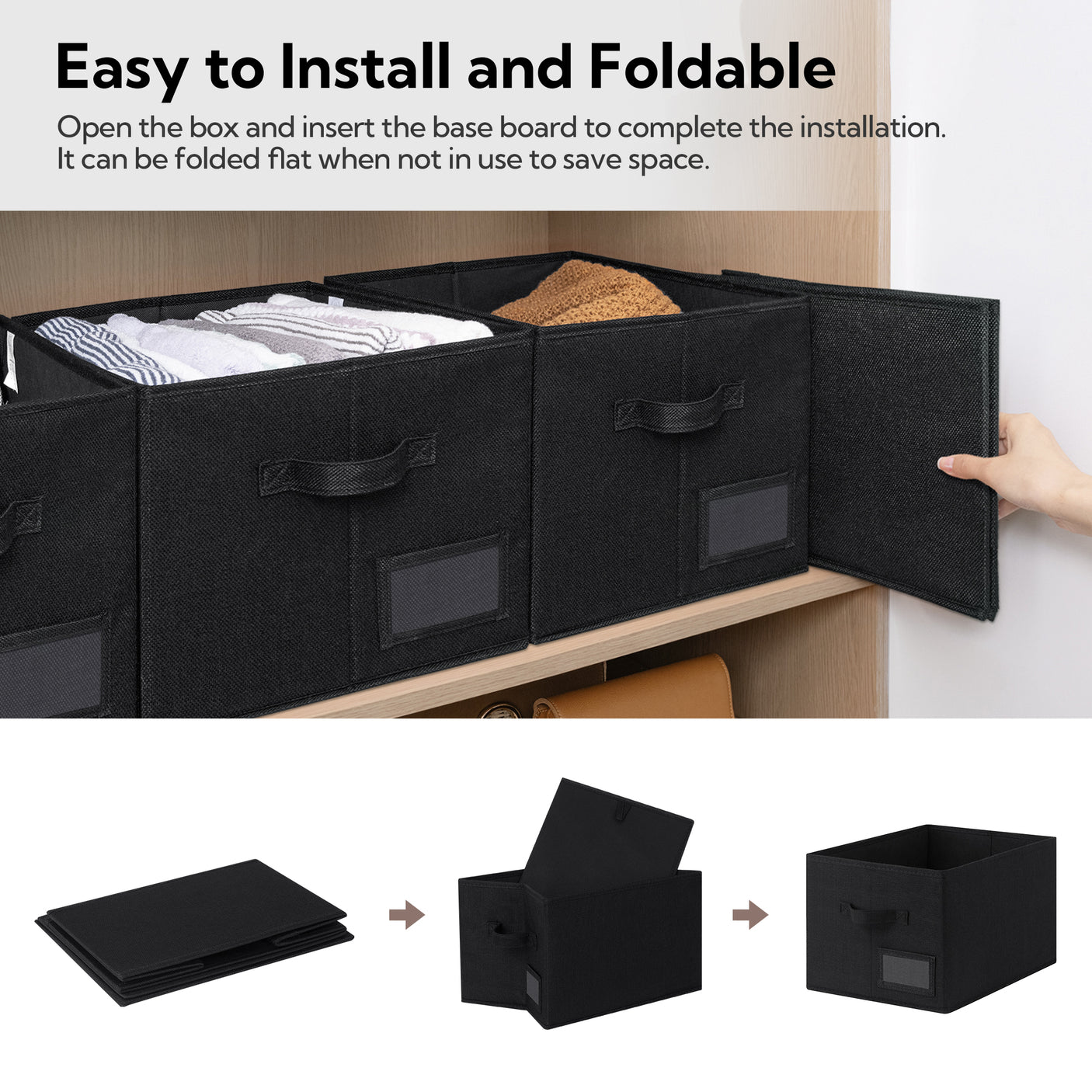 Lidless Fabric Storage Bin with Label Holder