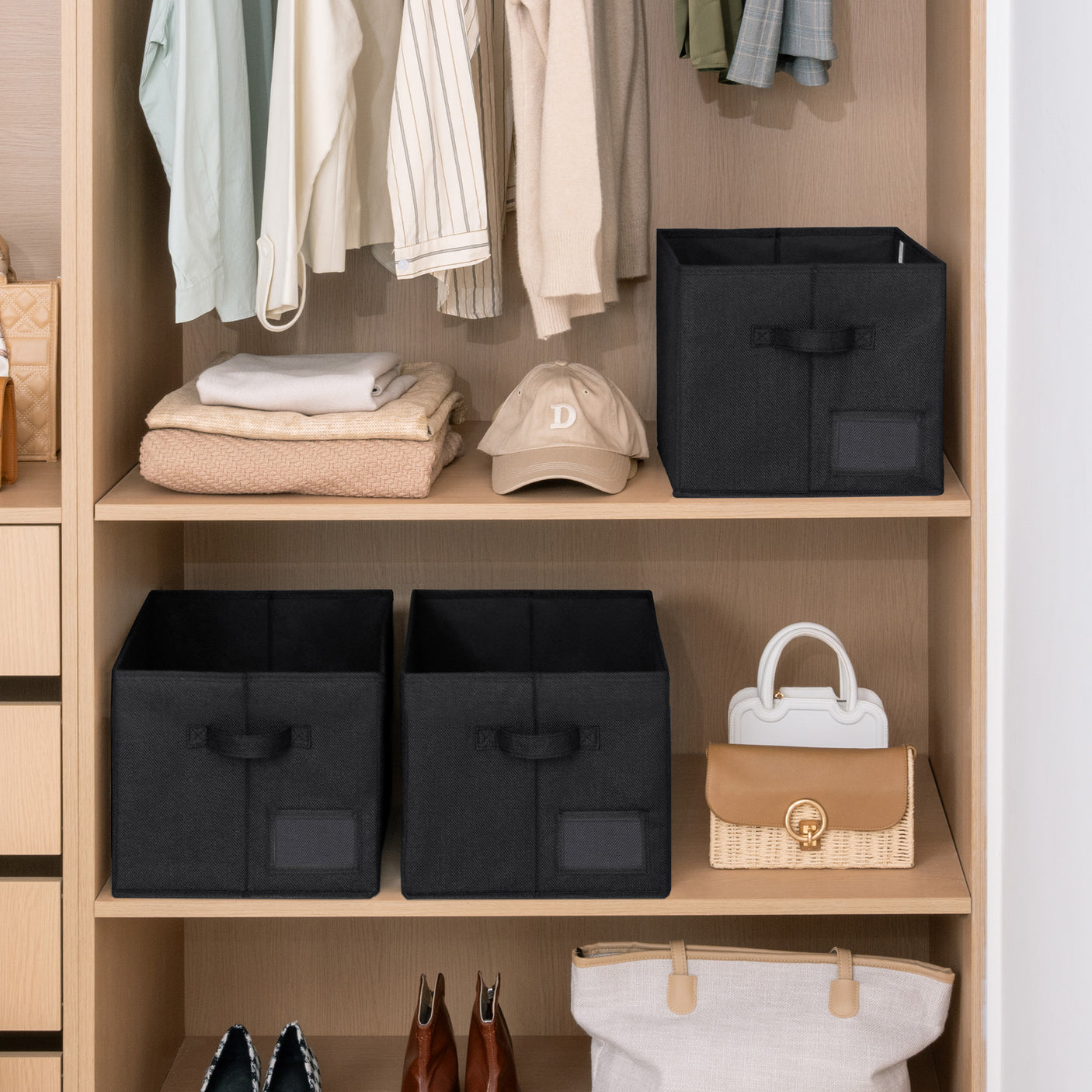 Lidless Fabric Storage Bin with Label Holder