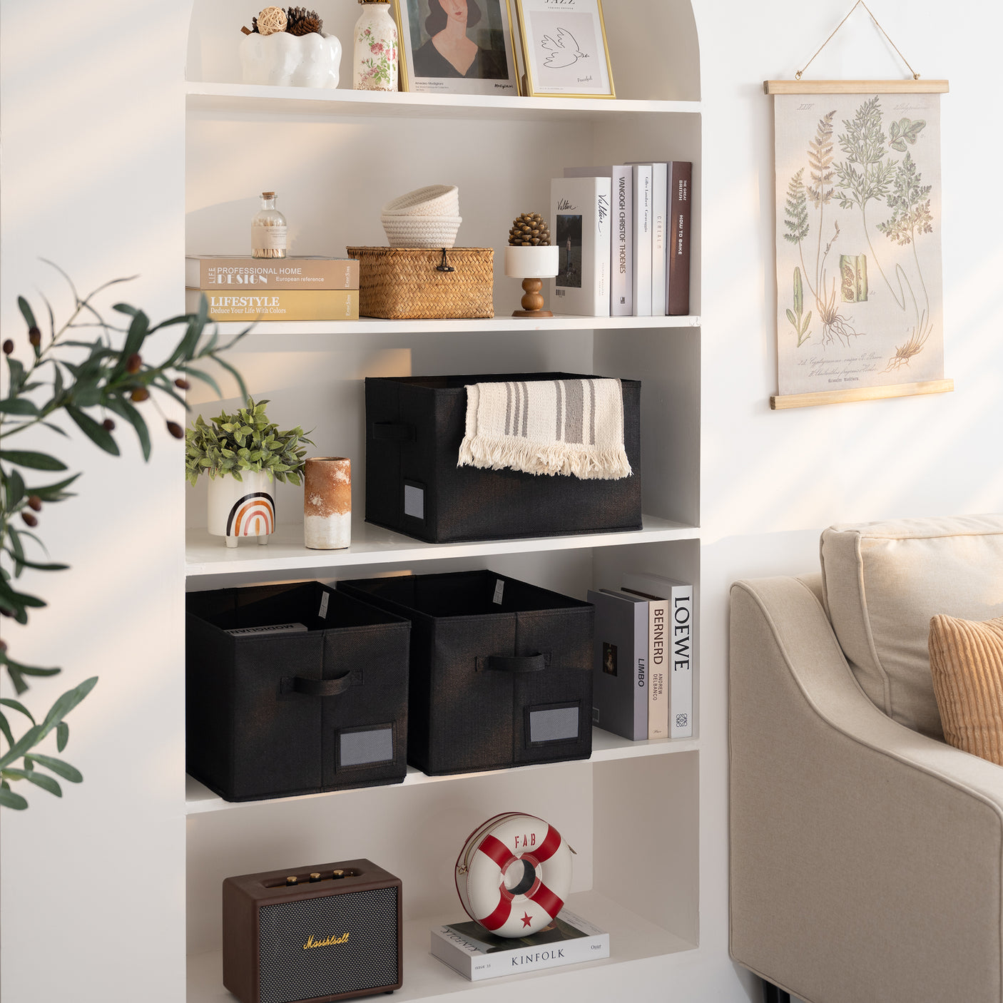 Lidless Fabric Storage Bin with Label Holder