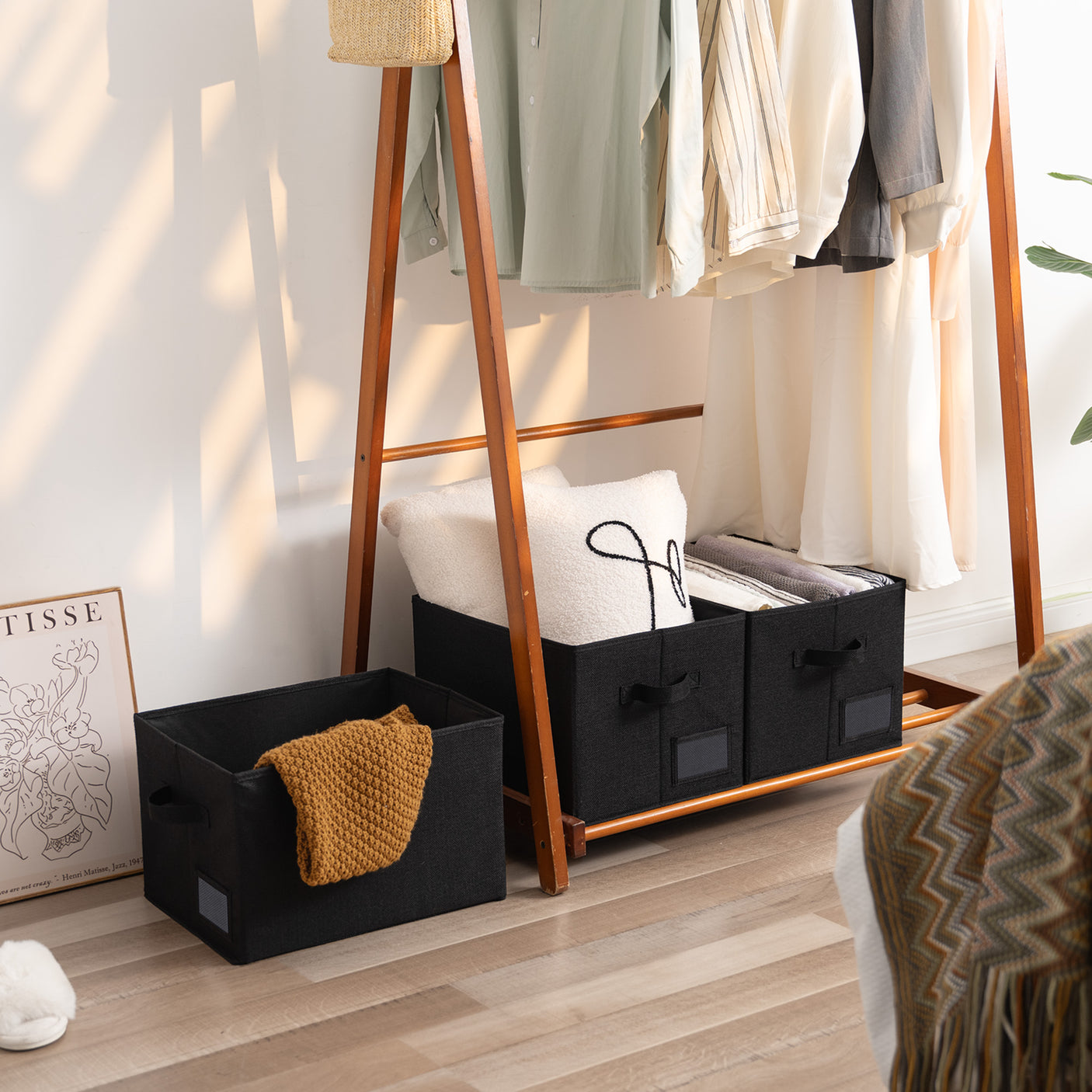 Lidless Fabric Storage Bin with Label Holder