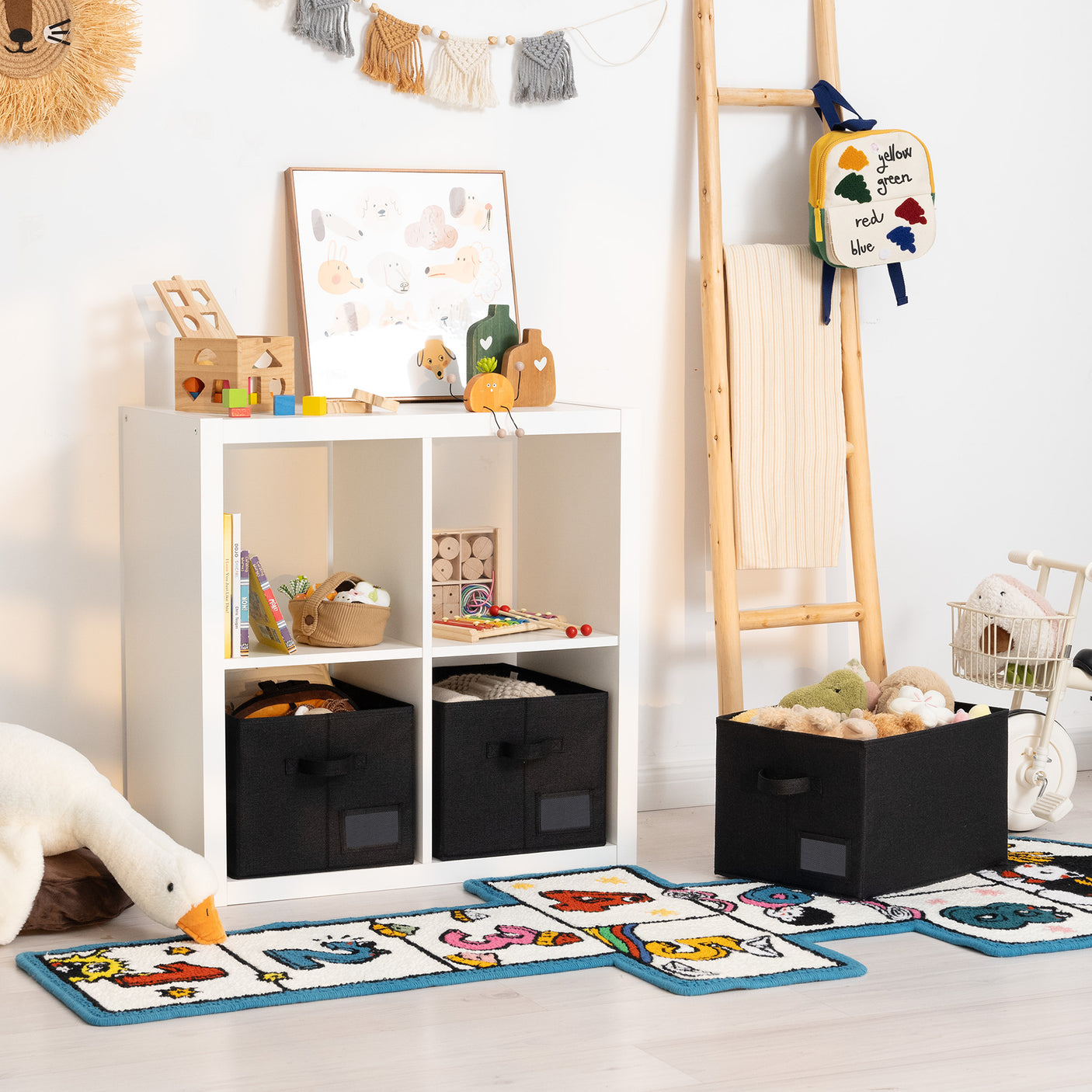 Lidless Fabric Storage Bin with Label Holder