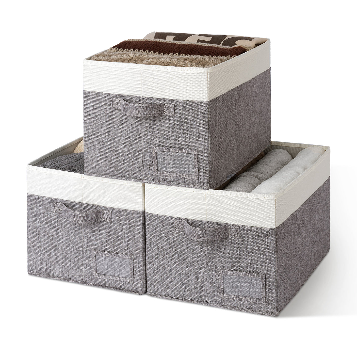 Granny's Colorful Series - 3 Pcs Fabric Storage Bins for 2 Sizes & 3 Color