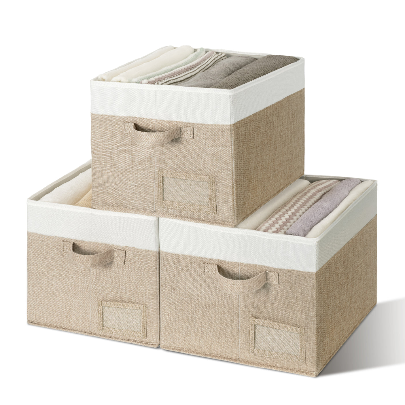 Granny's Colorful Series - 3 Pcs Fabric Storage Bins for 2 Sizes & 3 Color