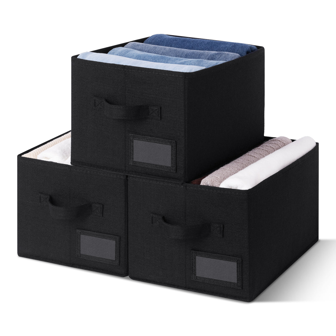 Lidless Fabric Storage Bin with Label Holder