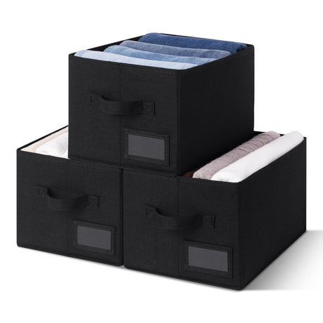 Lidless Fabric Storage Bin with Label Holder
