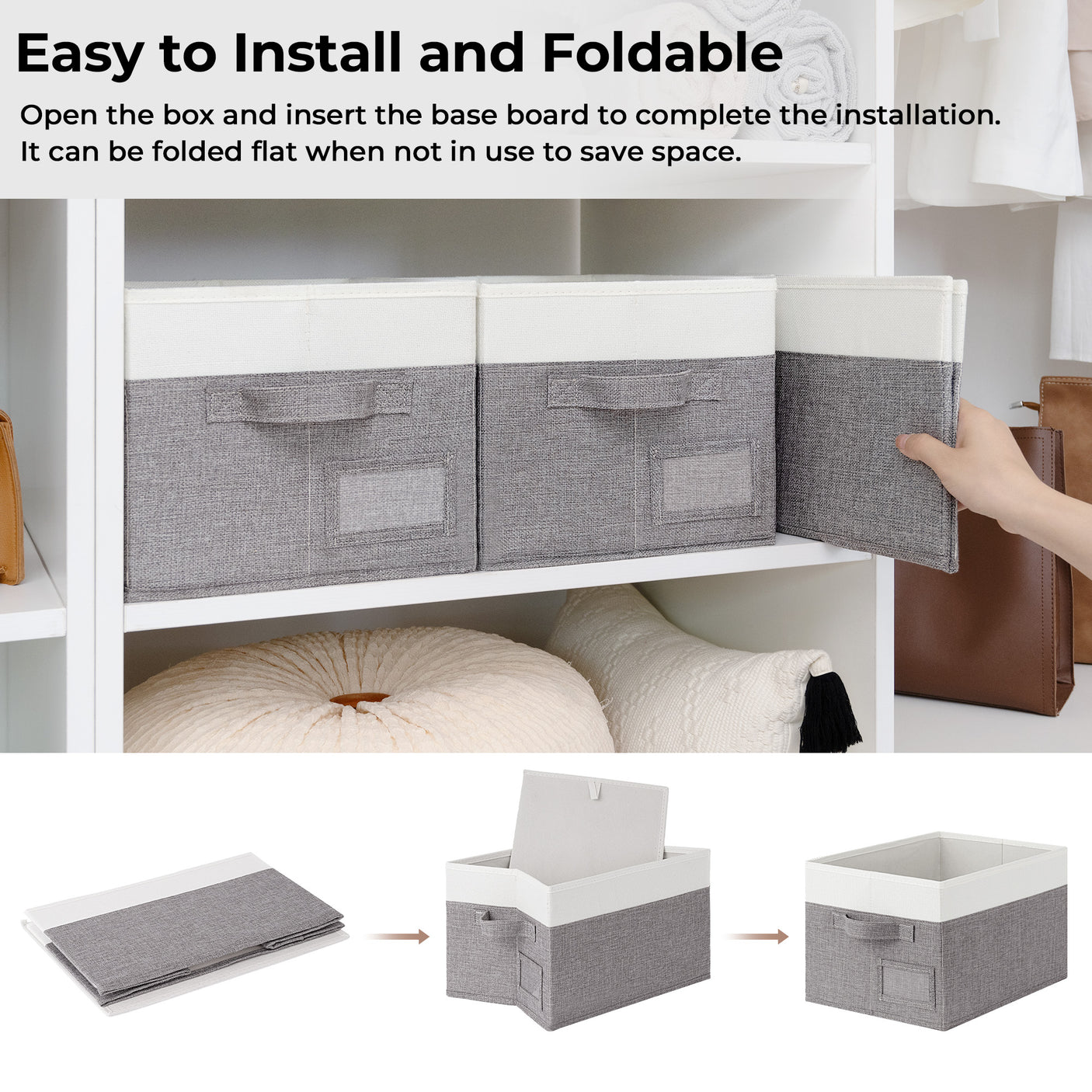 Granny's Colorful Series - 3 Pcs Fabric Storage Bins for 2 Sizes & 3 Color